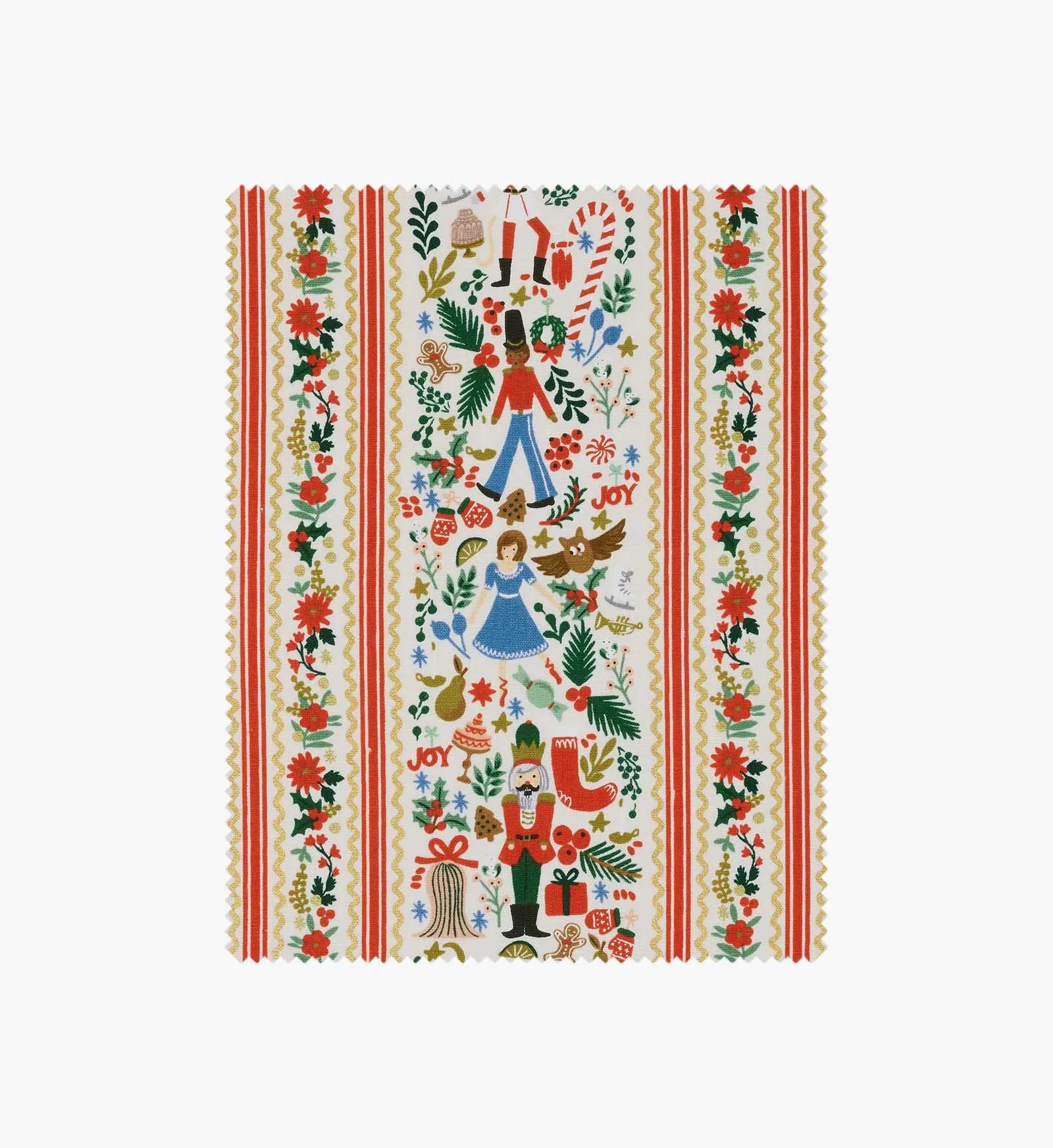 Holly Jolly Nutcracker Canvas Metallic Fabric – Cream and Gold