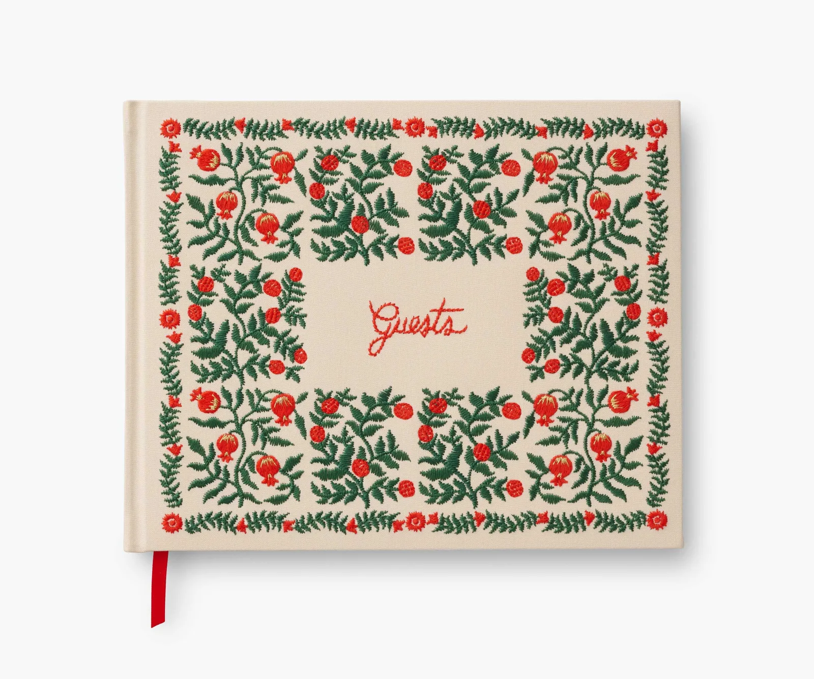 Embroidered Guest Book – Christmastide Pomegranate