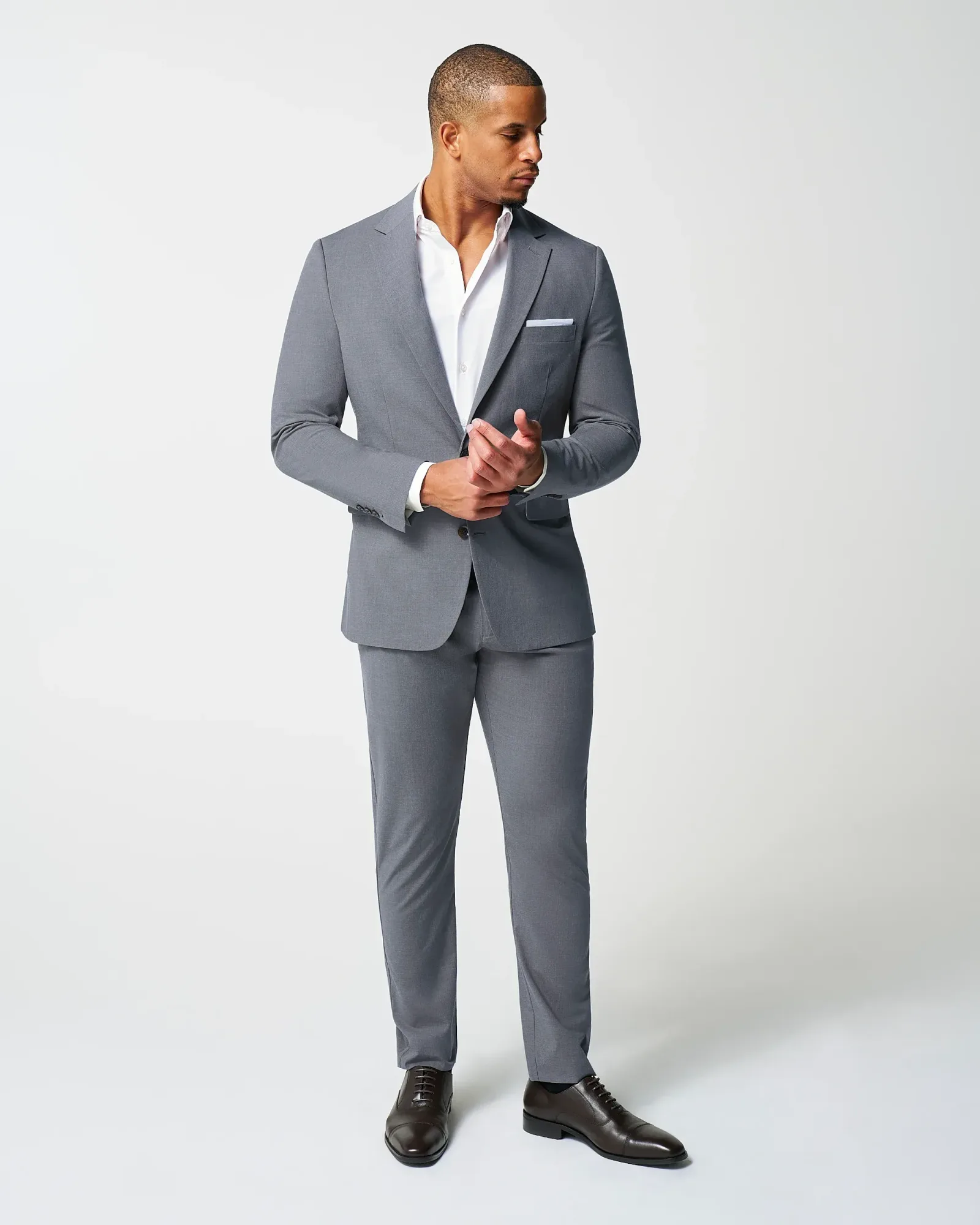 Athletic Fit Stretch Suit – Lightweight Heathered Smoked Grey