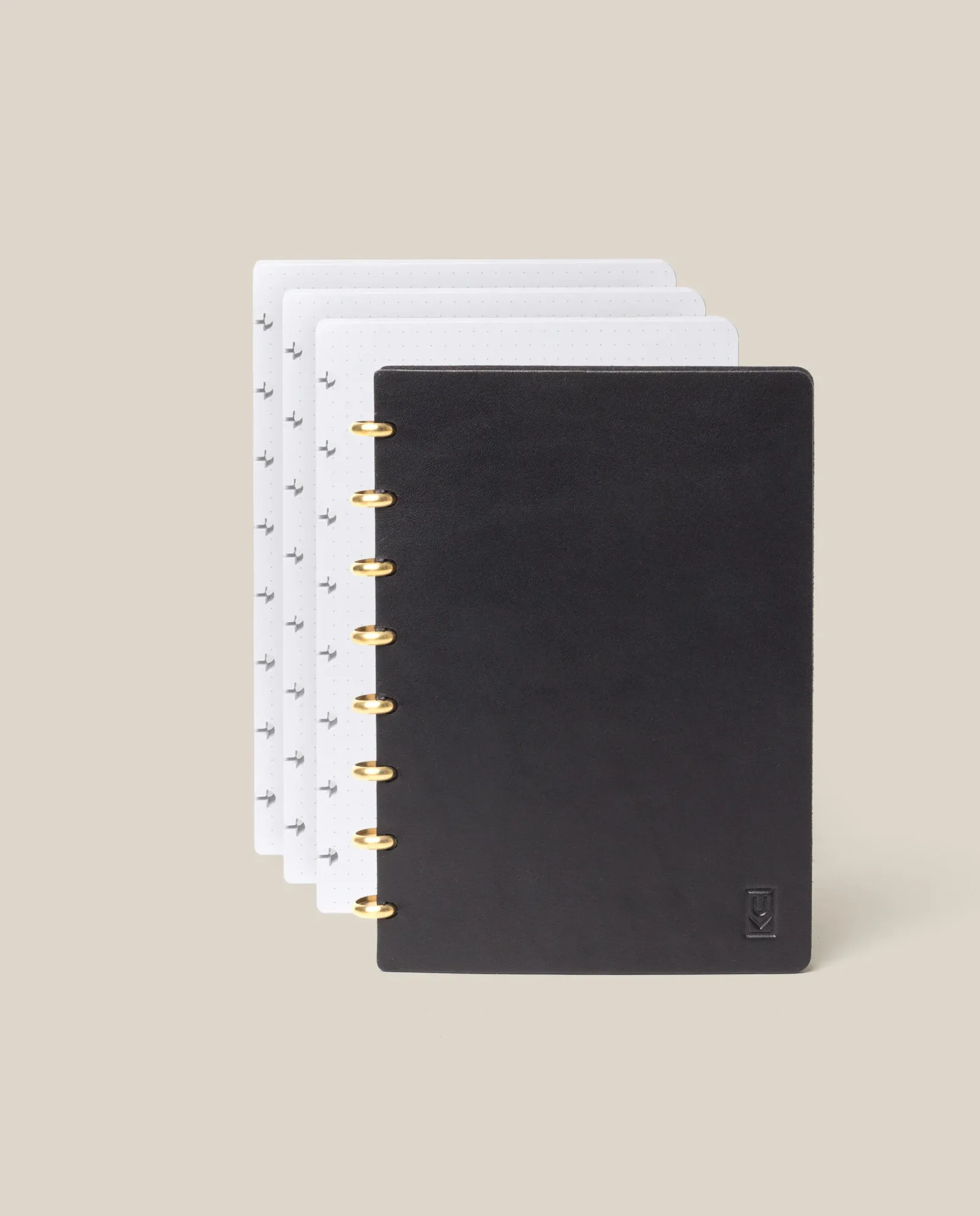Discbound Heirloom Journal + 3 Refills (Black Leather – Standard 6" x 8.5")