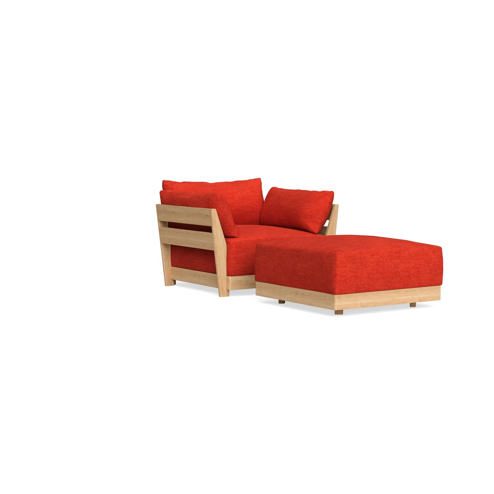 Modular Bondi Latte Armchair + Ottoman in Poppy Orange – Memory Foam Blend