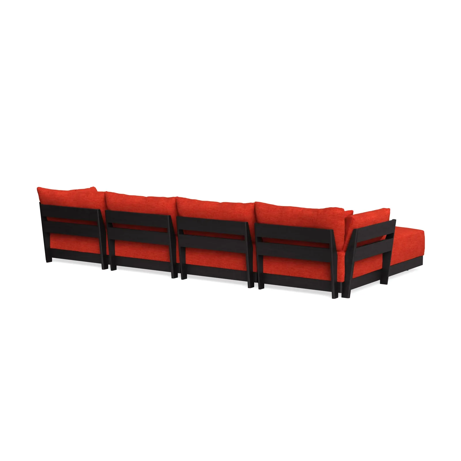 Modular Bondi Black 4-Seater Sectional in Poppy Orange – Memory Foam Blend