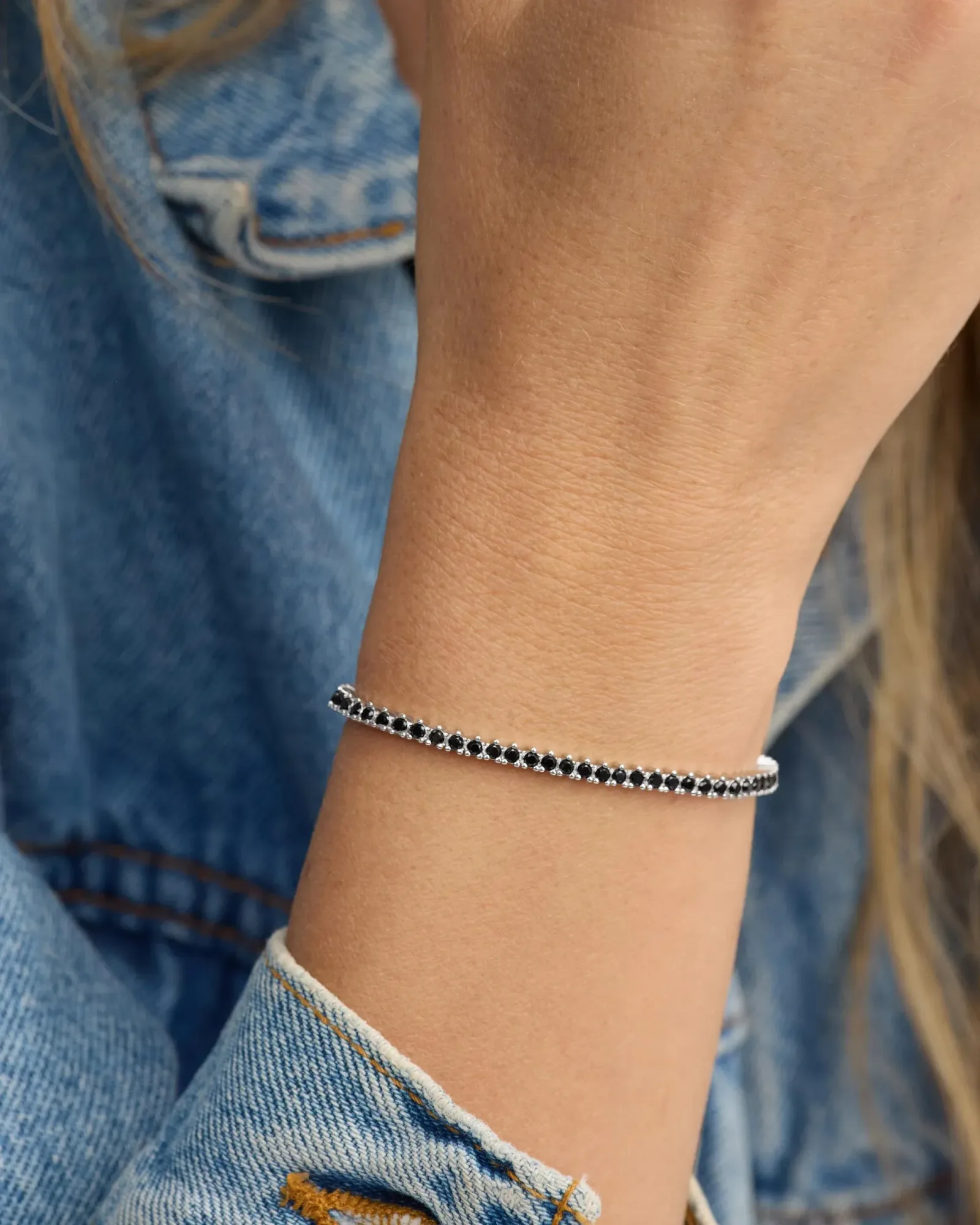 Not Your Basic Tennis Bracelet 2mm – Silver|Black Diamondettes