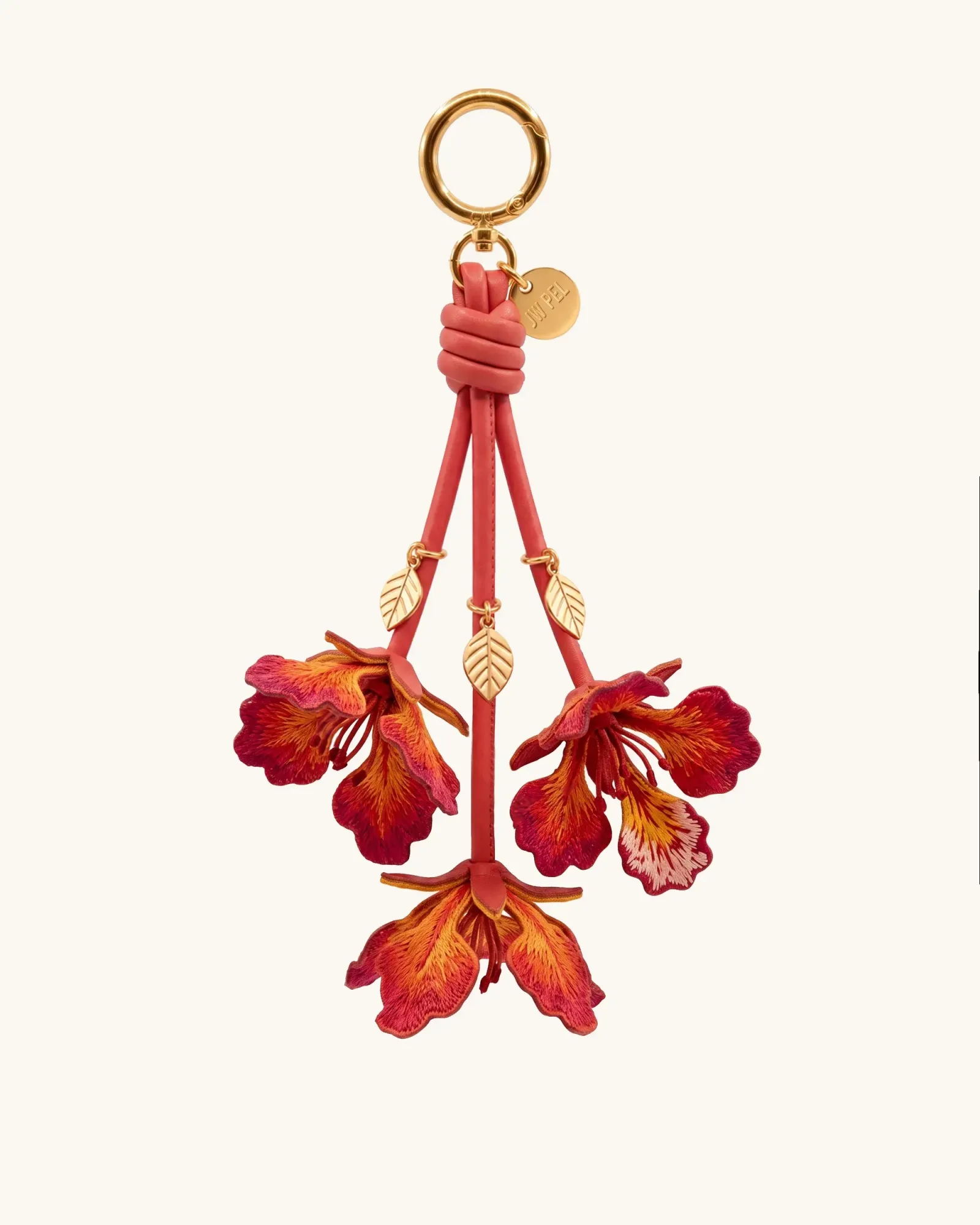 3D Embroidered Flame Tree Bag Charm – Red