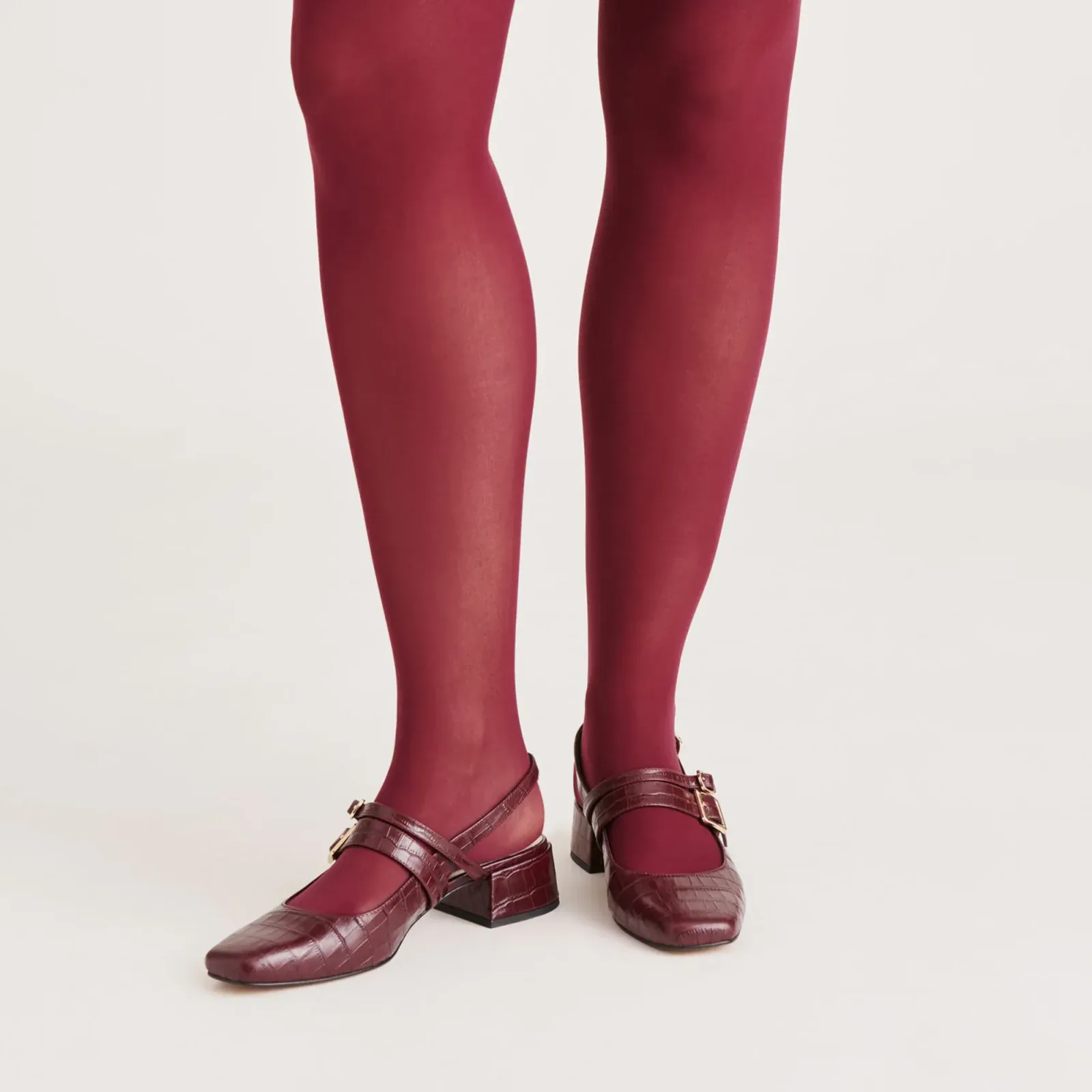 2 Pack Solid Tights Cherry Black