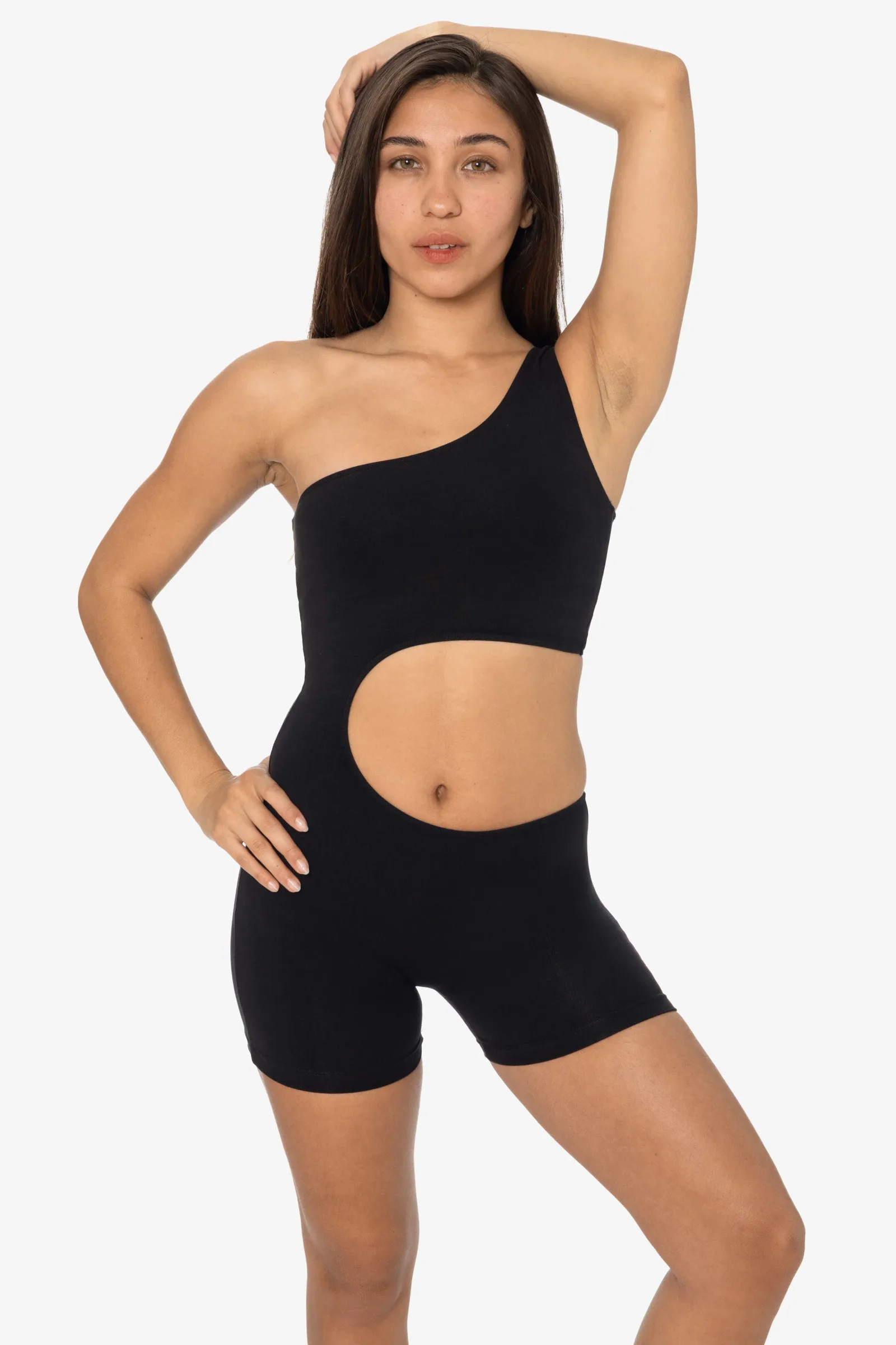 83047GD-SH – Garment Dye Asymmetrical Short Biketard