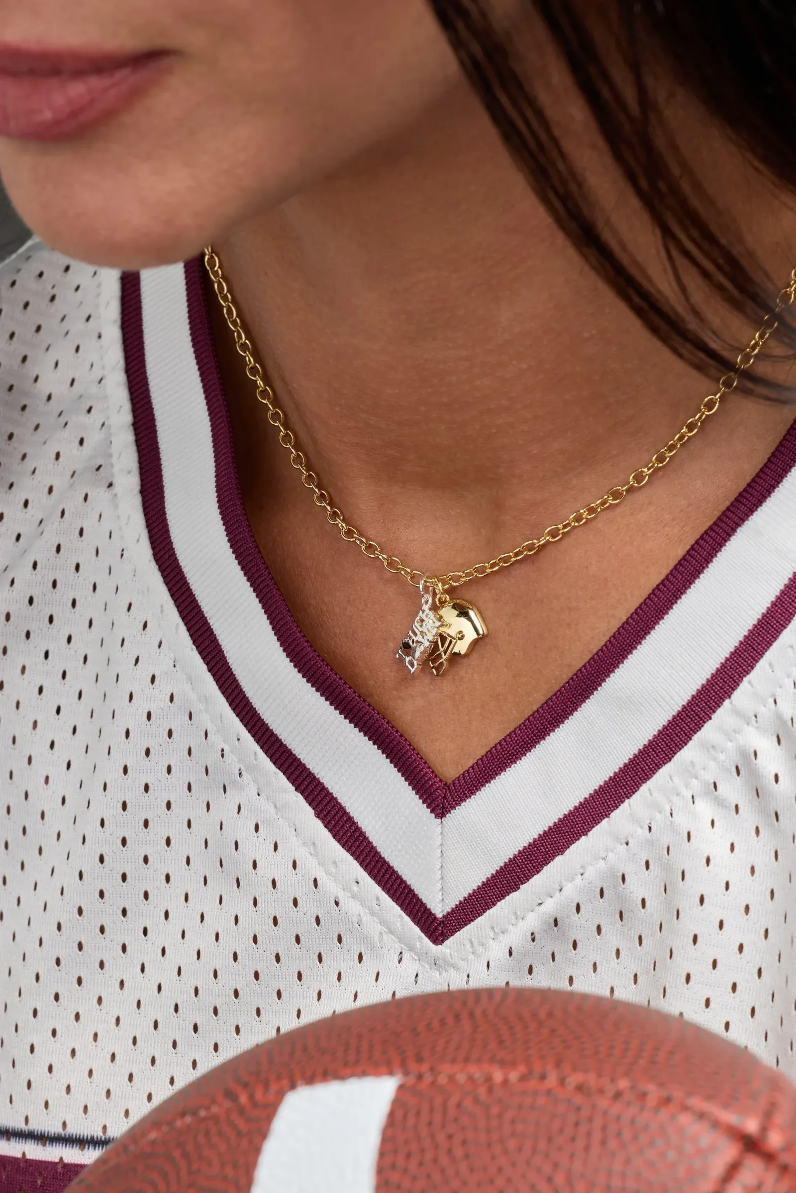 Football 'Touchdown' Duo Charm Pendant Necklace
