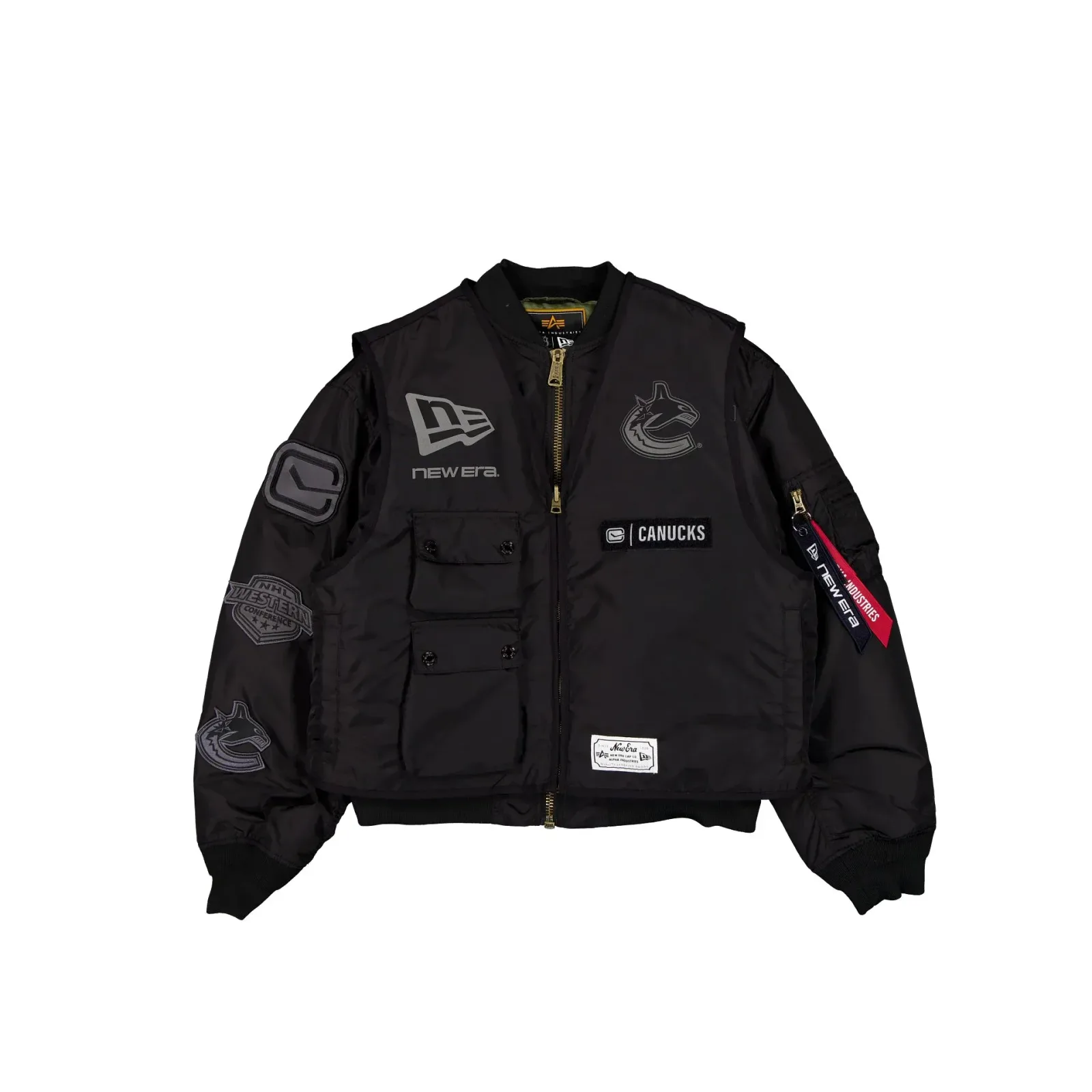 Alpha Industries x Vancouver Canucks Black 2-in-1 MA-1 Flight Jacket + Vest