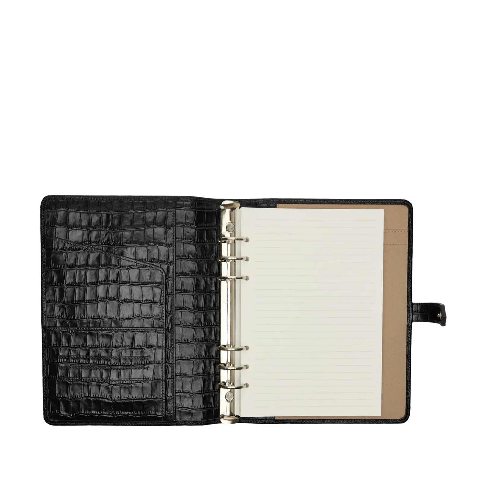 A5 Binder Journal Black Croc