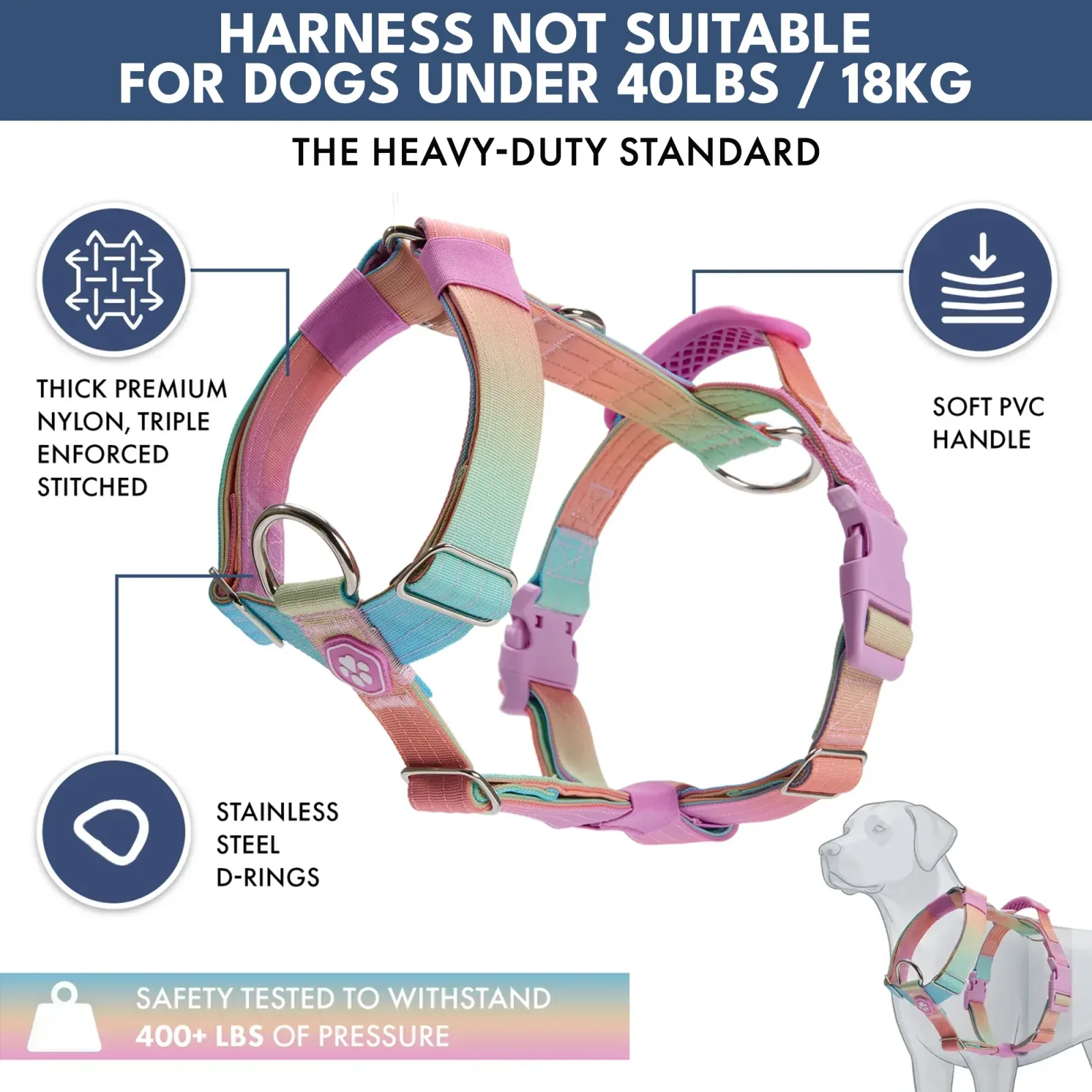 Comfort Control No-Pull Dog Harness and Multipurpose Leash Set – Pastel Icing