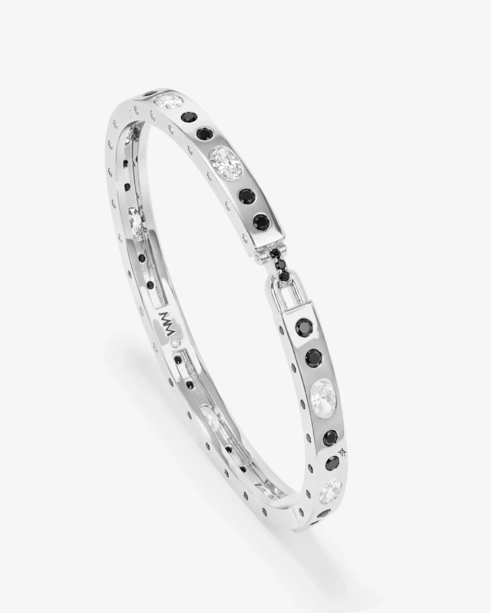 Ashley Sunset Lock Cuff 6mm – Silver|Black Diamondettes