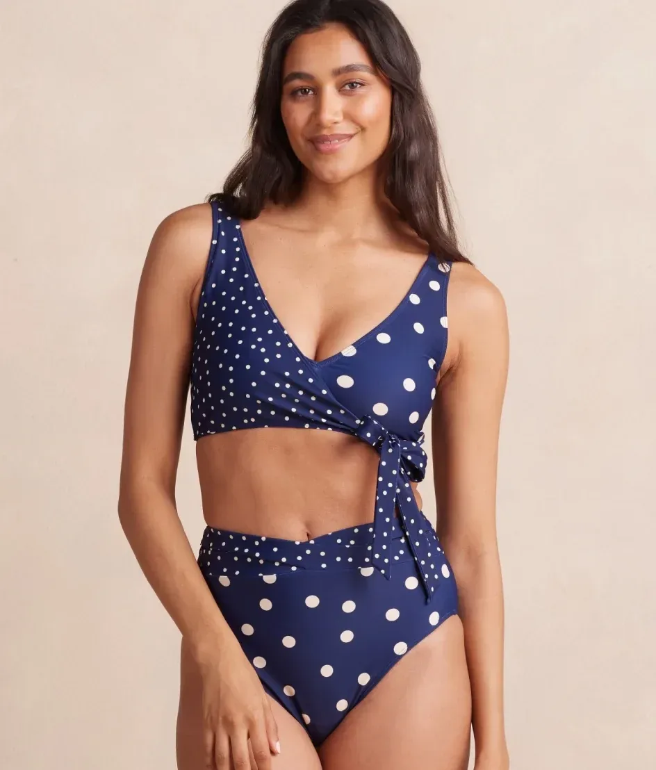The Perfect Wrap Bikini Top – Nautical Sky & Coastal Dot