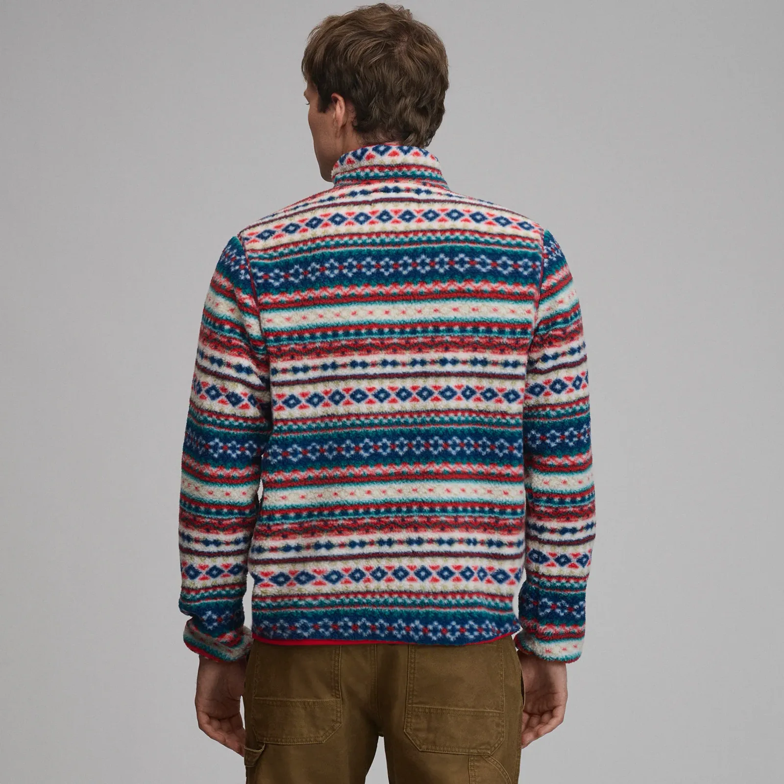 Men's Journey Snap-Mock Print Fleece Pullover