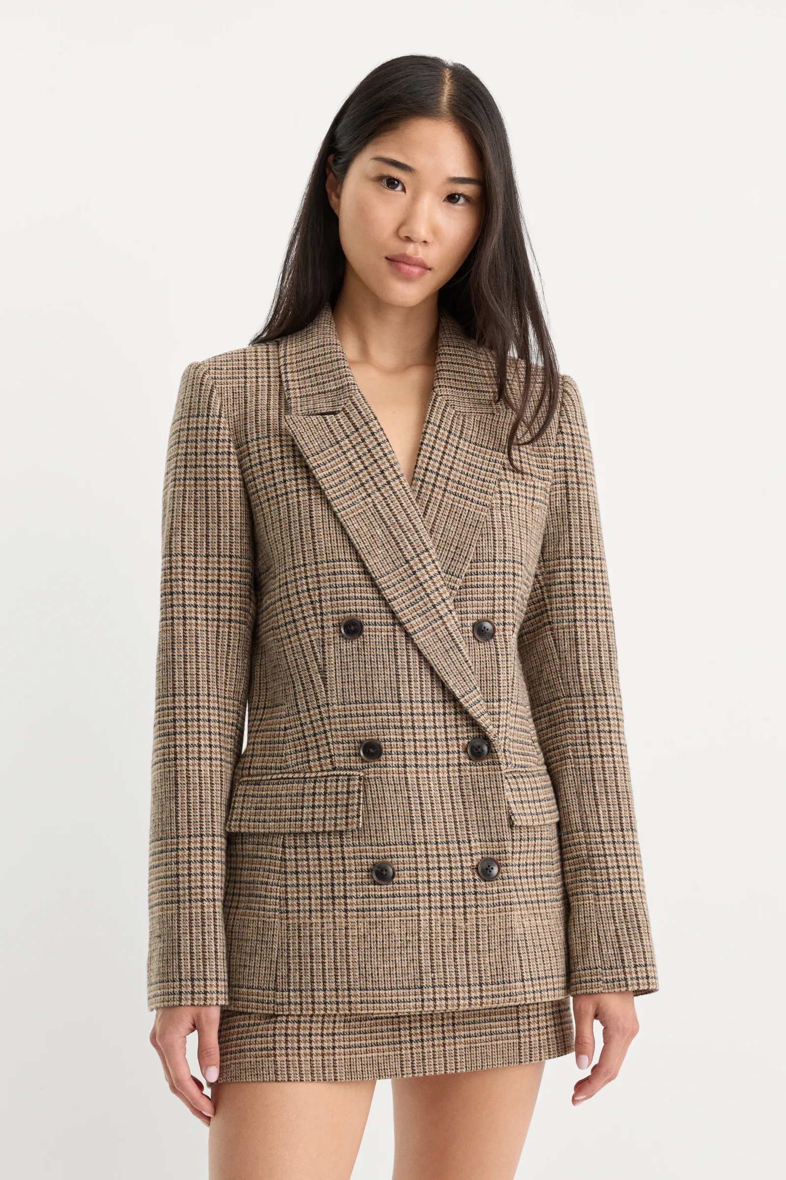 The Double Breasted Blazer – Brown Plaid