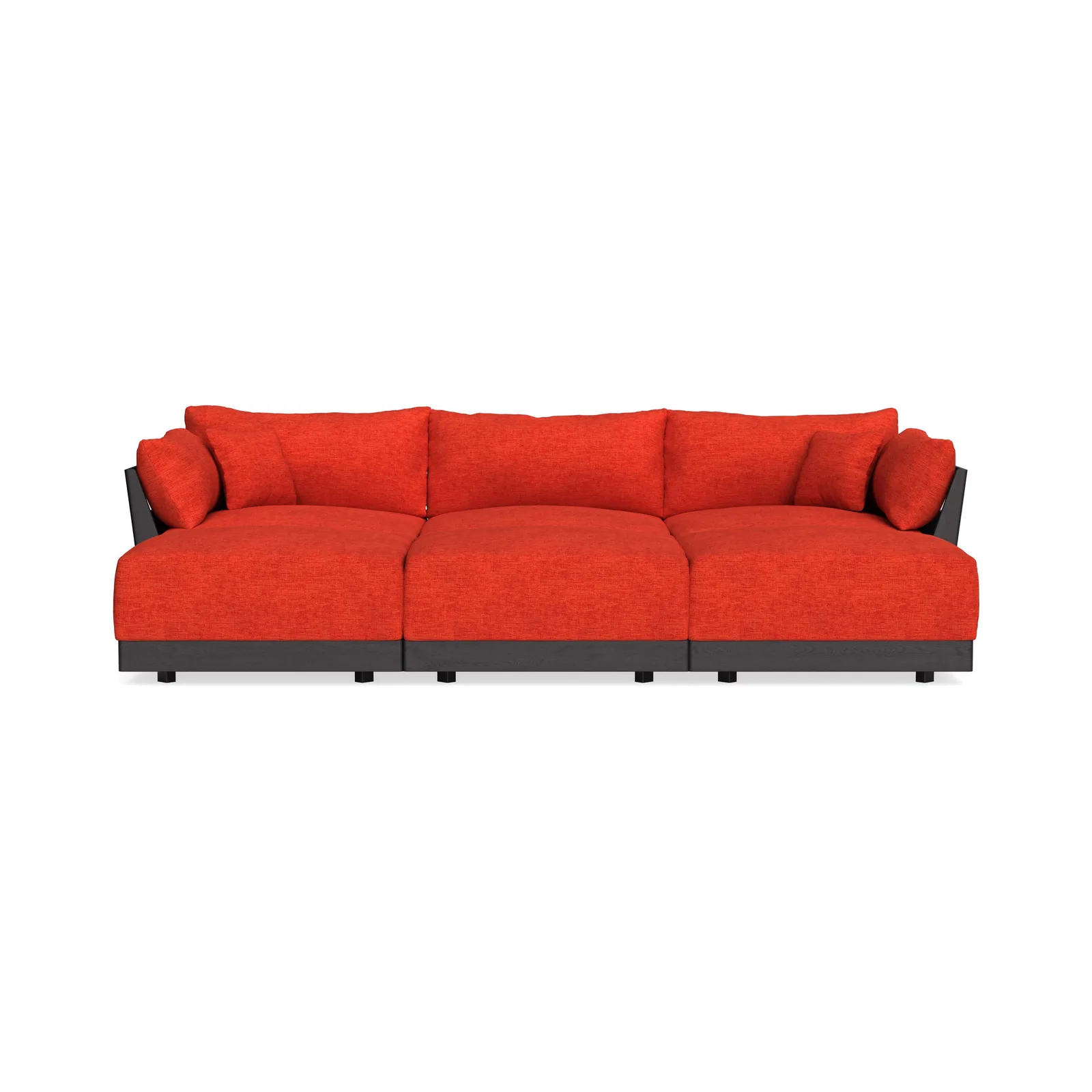 Modular Bondi Black 3-Seater Daybed Sofa Sectional in Poppy Orange – Classic Blend