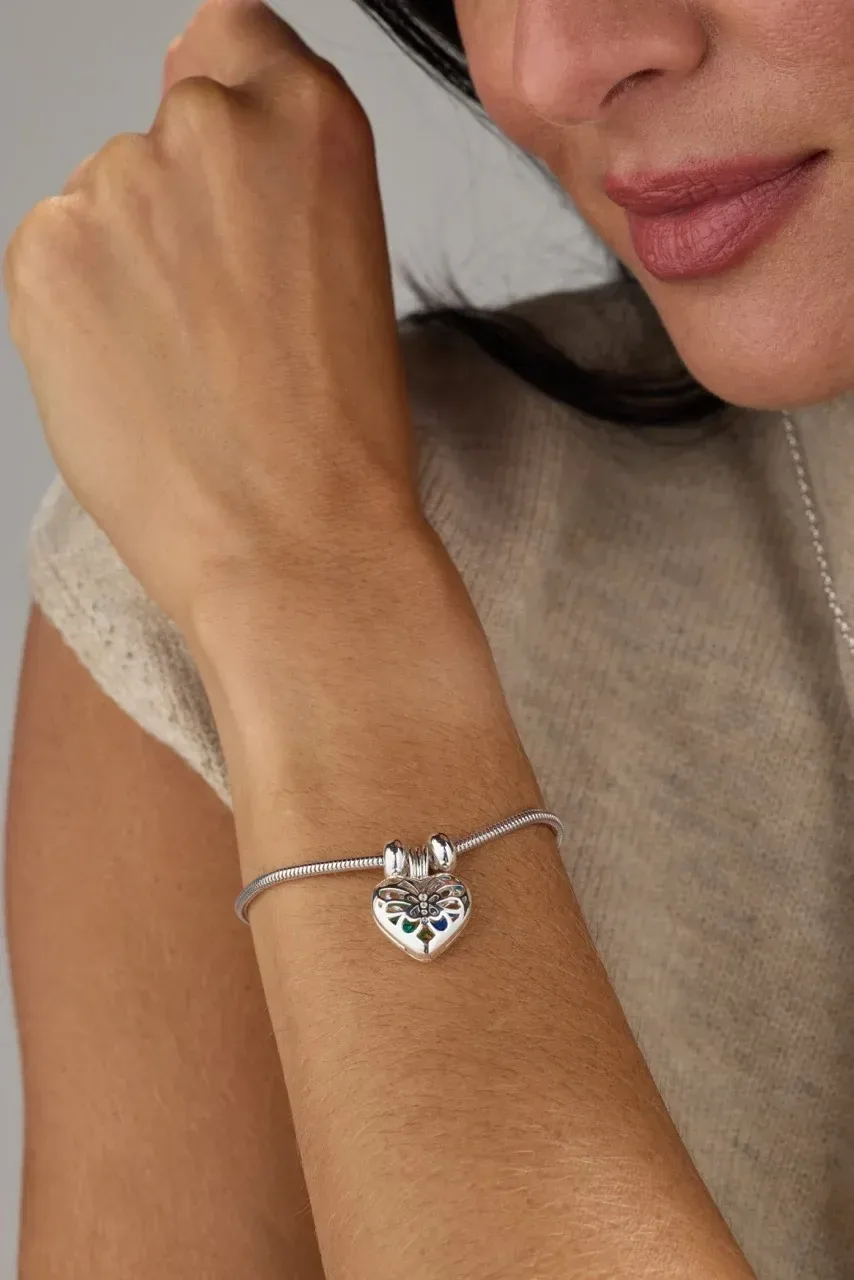 Heart & Butterfly Birthstone Shaker Bracelet