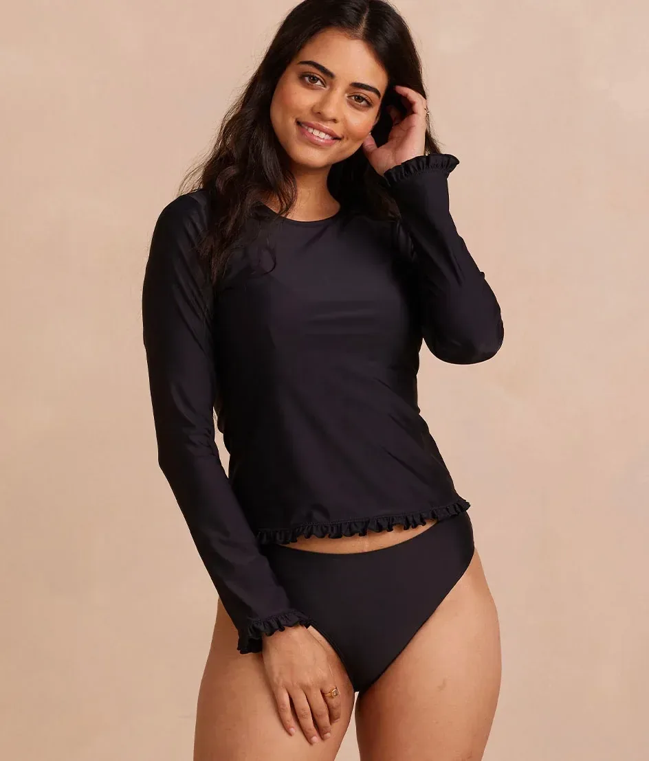 The Waterside Ruffle Rash Guard – Sea Urchin