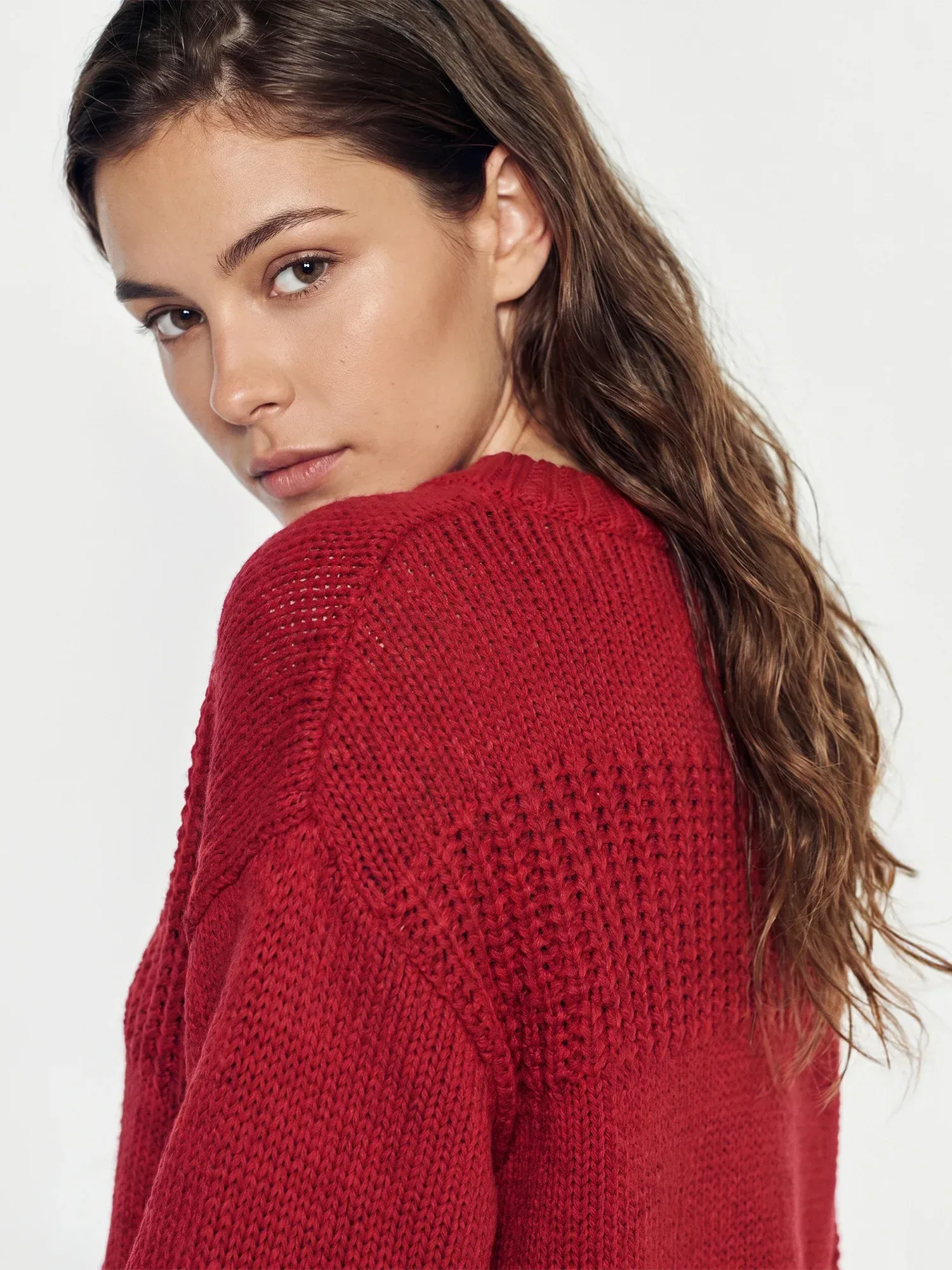 Open Knit Drop Shoulder Sweater
