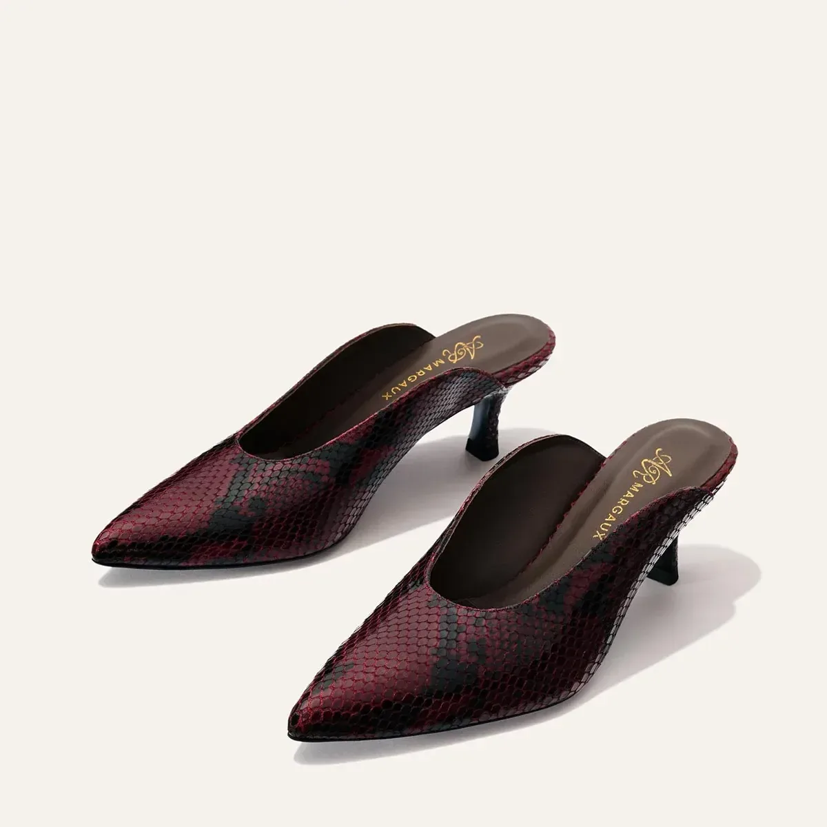 Alison Roman x Margaux: The Parlor Mule – Burgundy Python Embossed