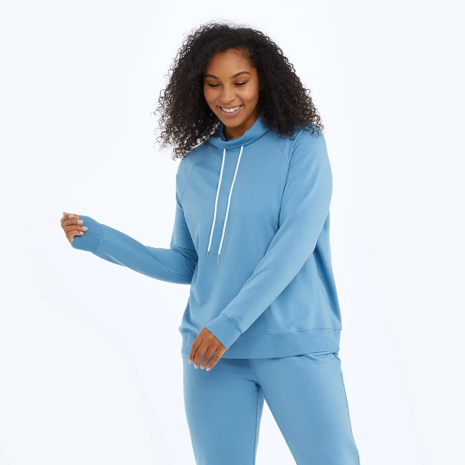 The Softest French Terry Funnel Neck Pullover – Blue Horizon