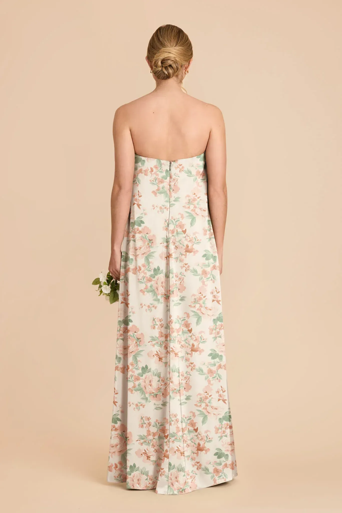 Ava Matte Satin Dress – Dusty Apricot Peonies