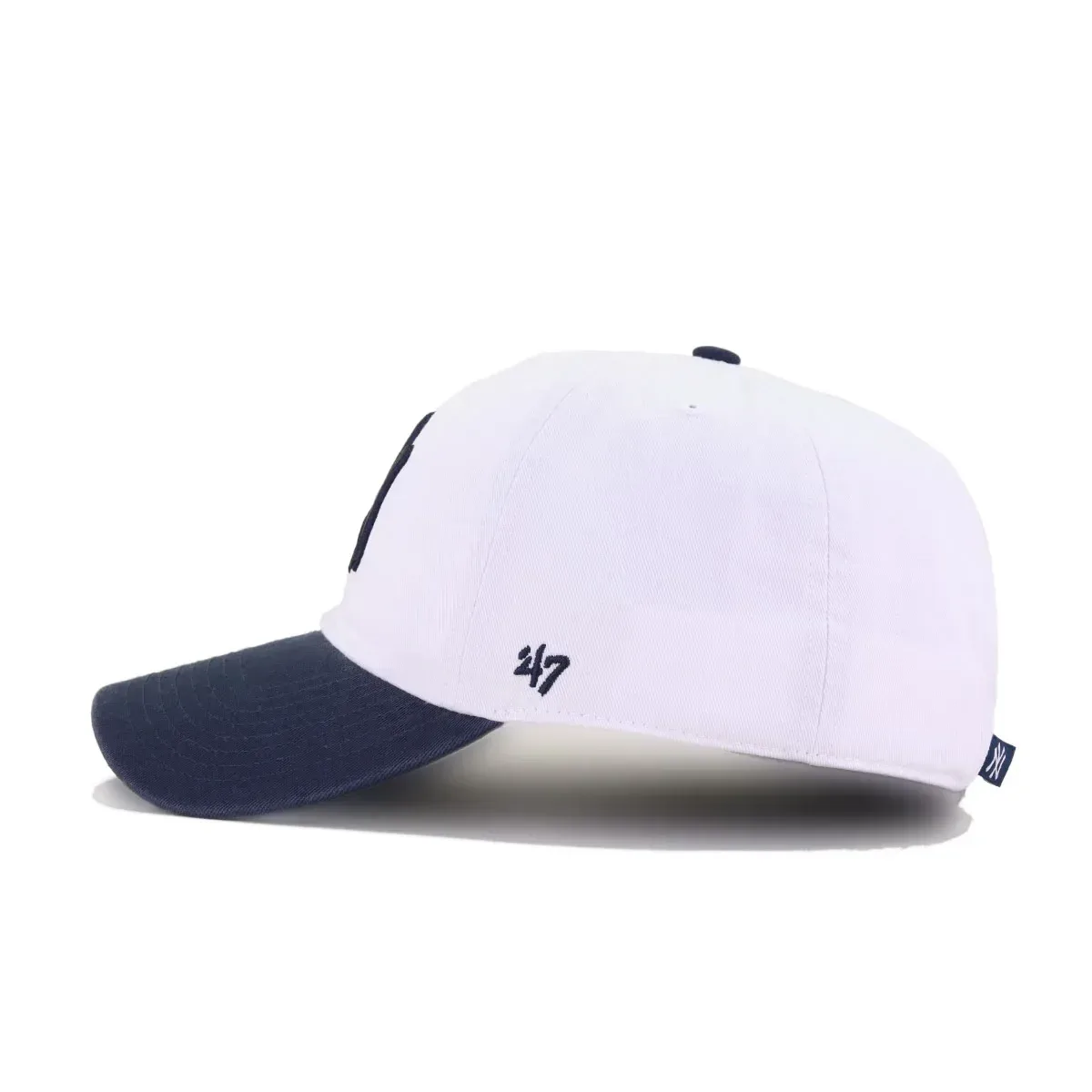 New York Yankees White Navy 47 Brand Clean Up Dad Hat