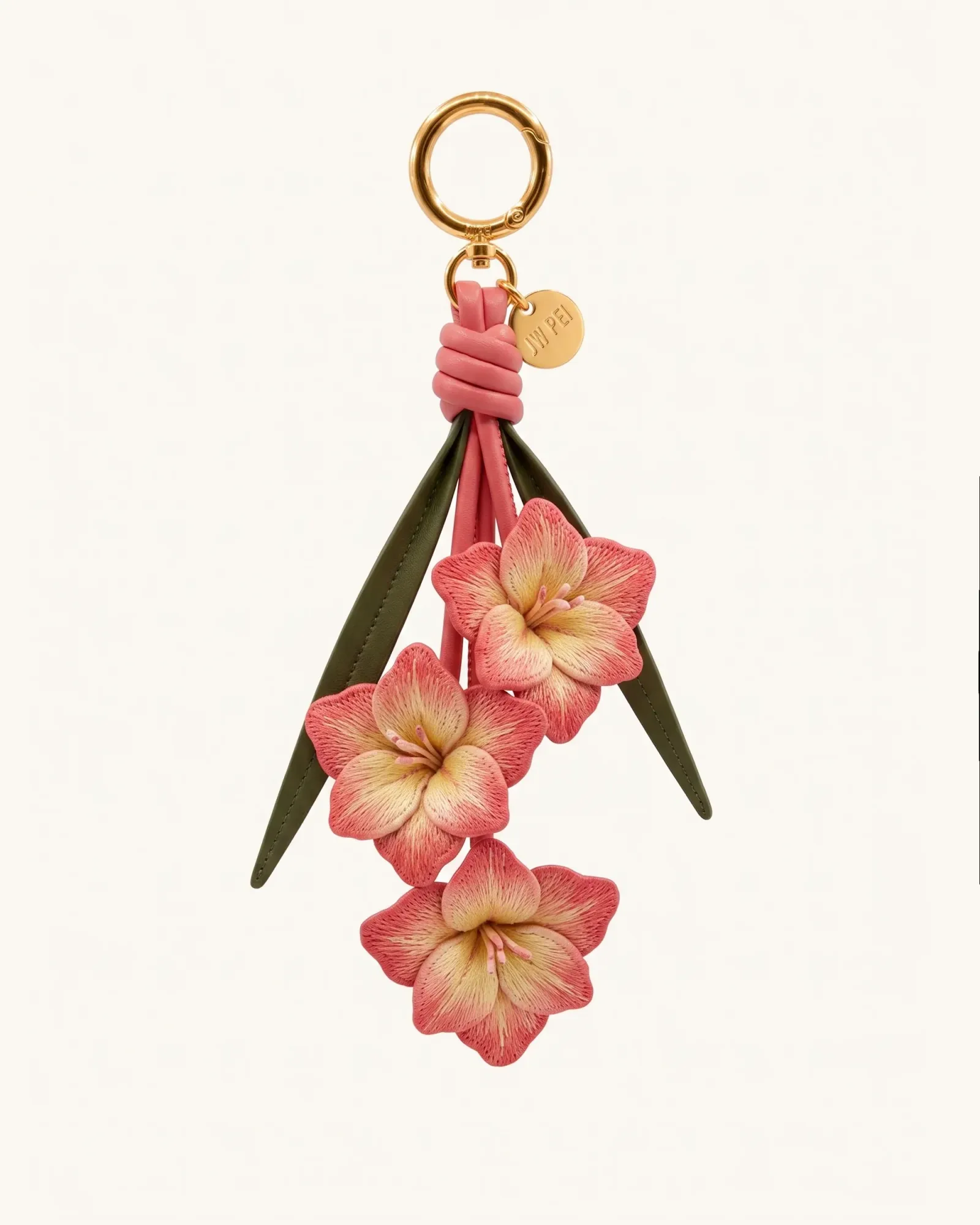 3D Embroidered Gladiolus Bag Charm – Pink