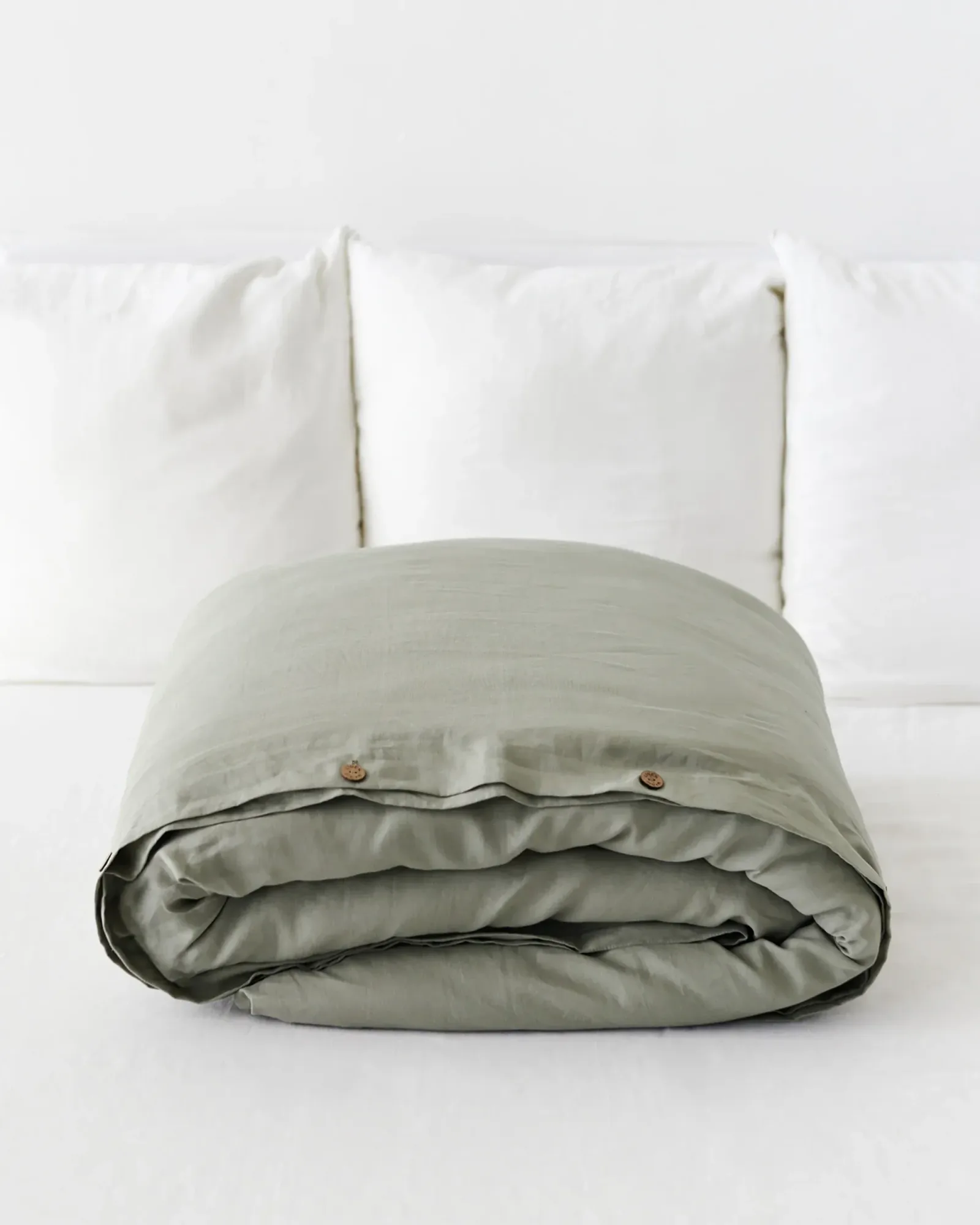 Calm sage linen duvet cover
