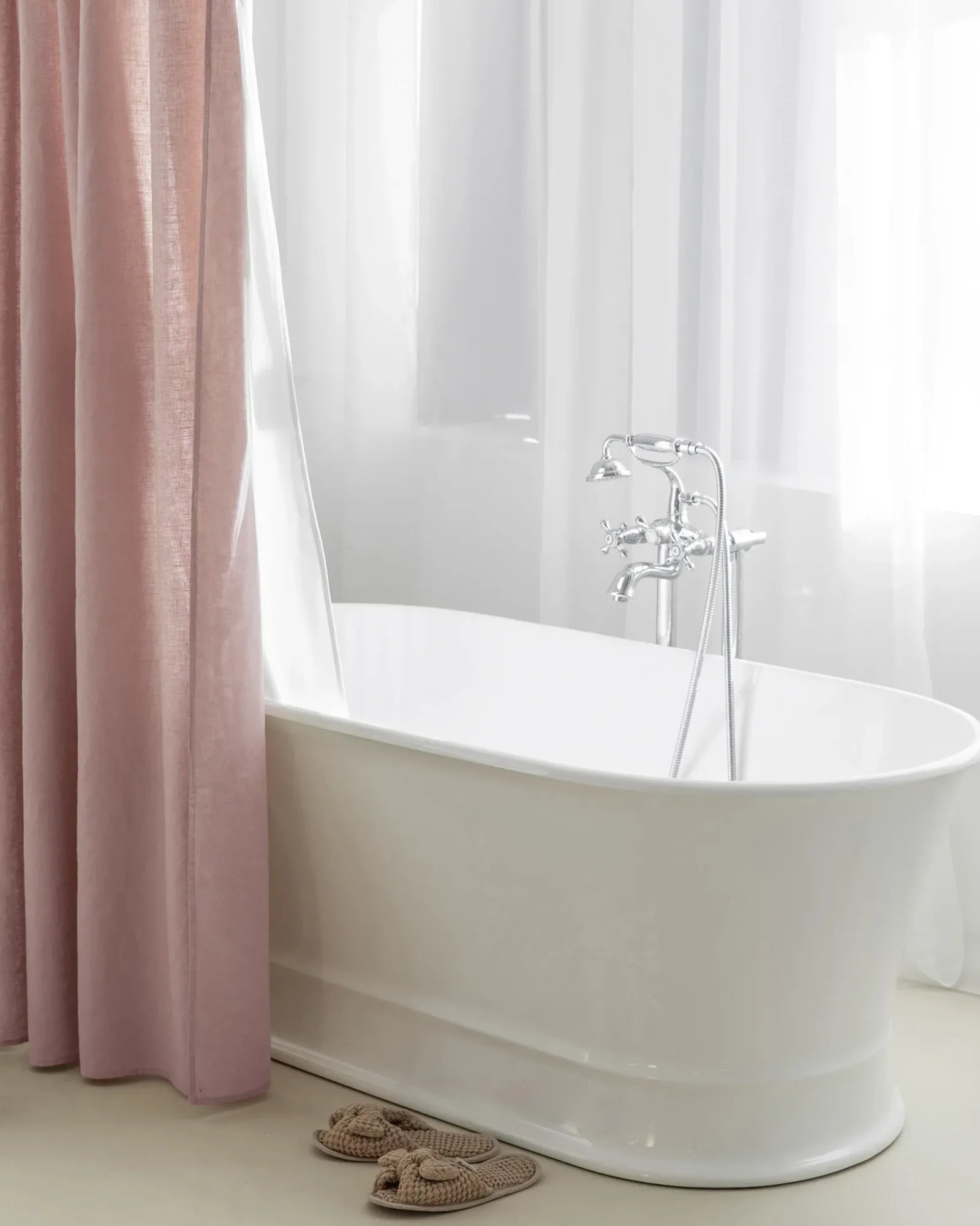 Linen Shower Curtain in Woodrose