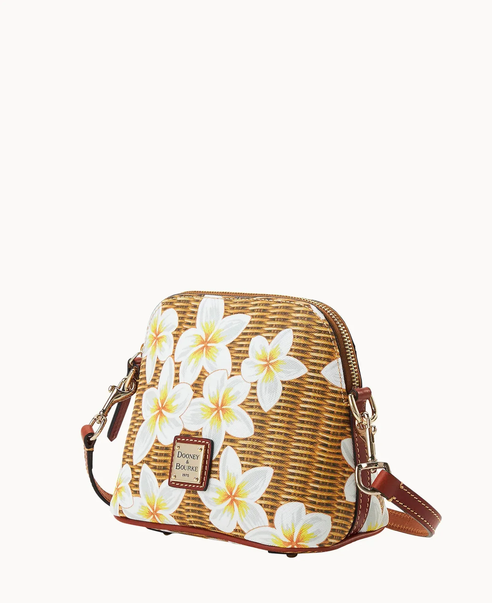 Plumeria Domed Zip Crossbody