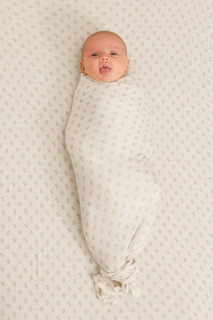 Blush Floret Swaddle + Hat Set