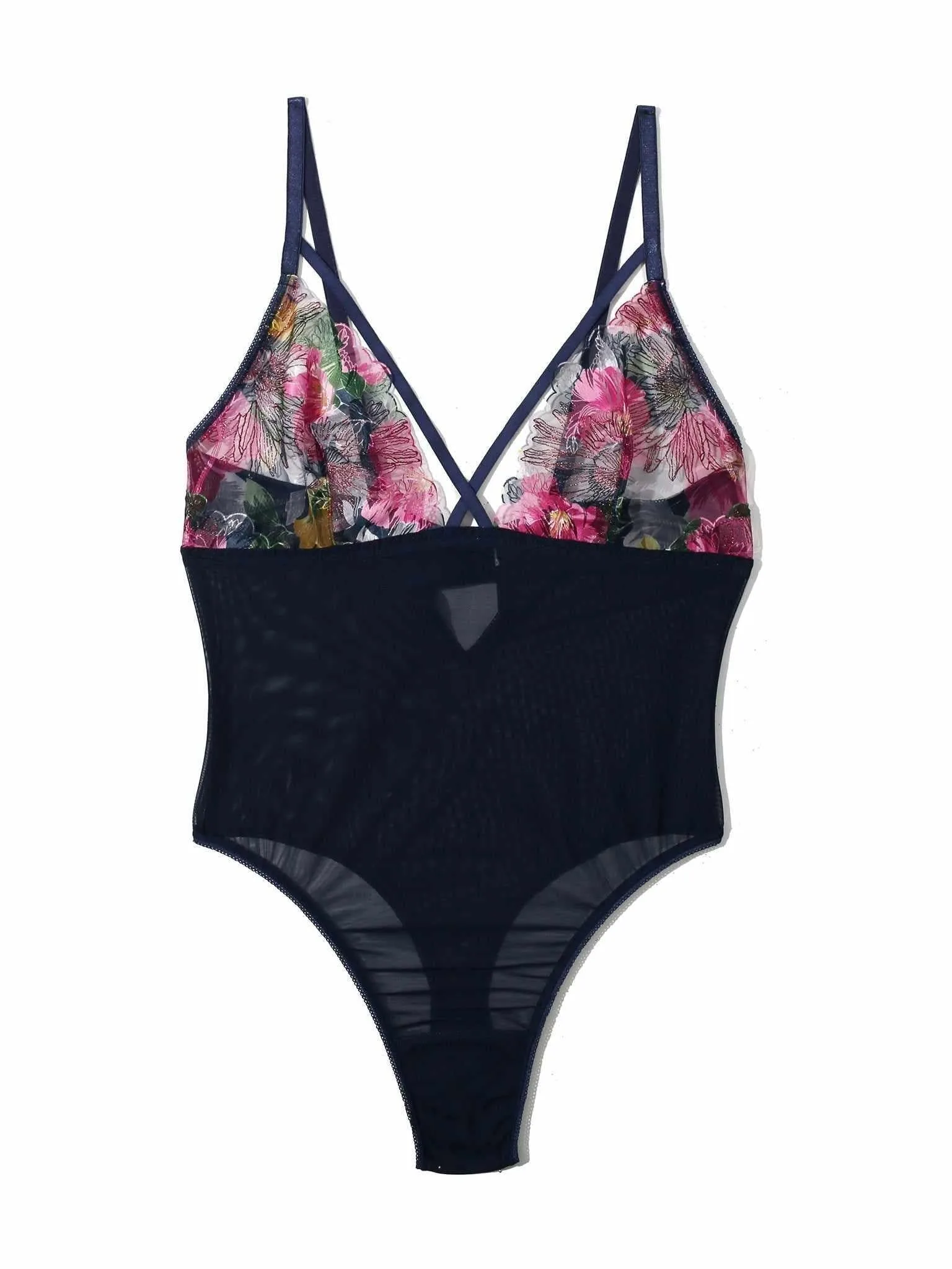 &oh Wildly Blooming Strappy Bodysuit Dark Sky Blue Sale