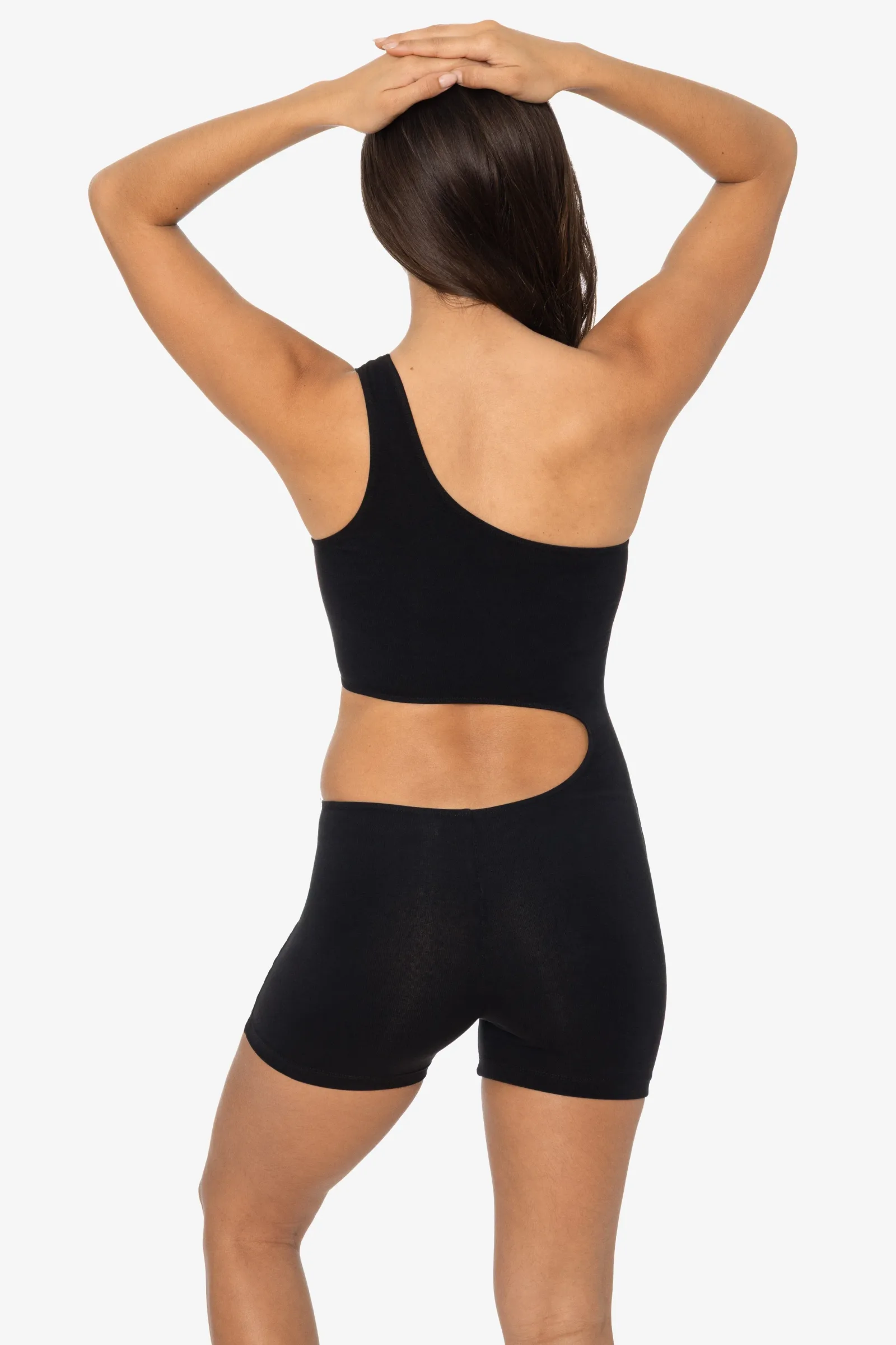 83047GD-SH – Garment Dye Asymmetrical Short Biketard
