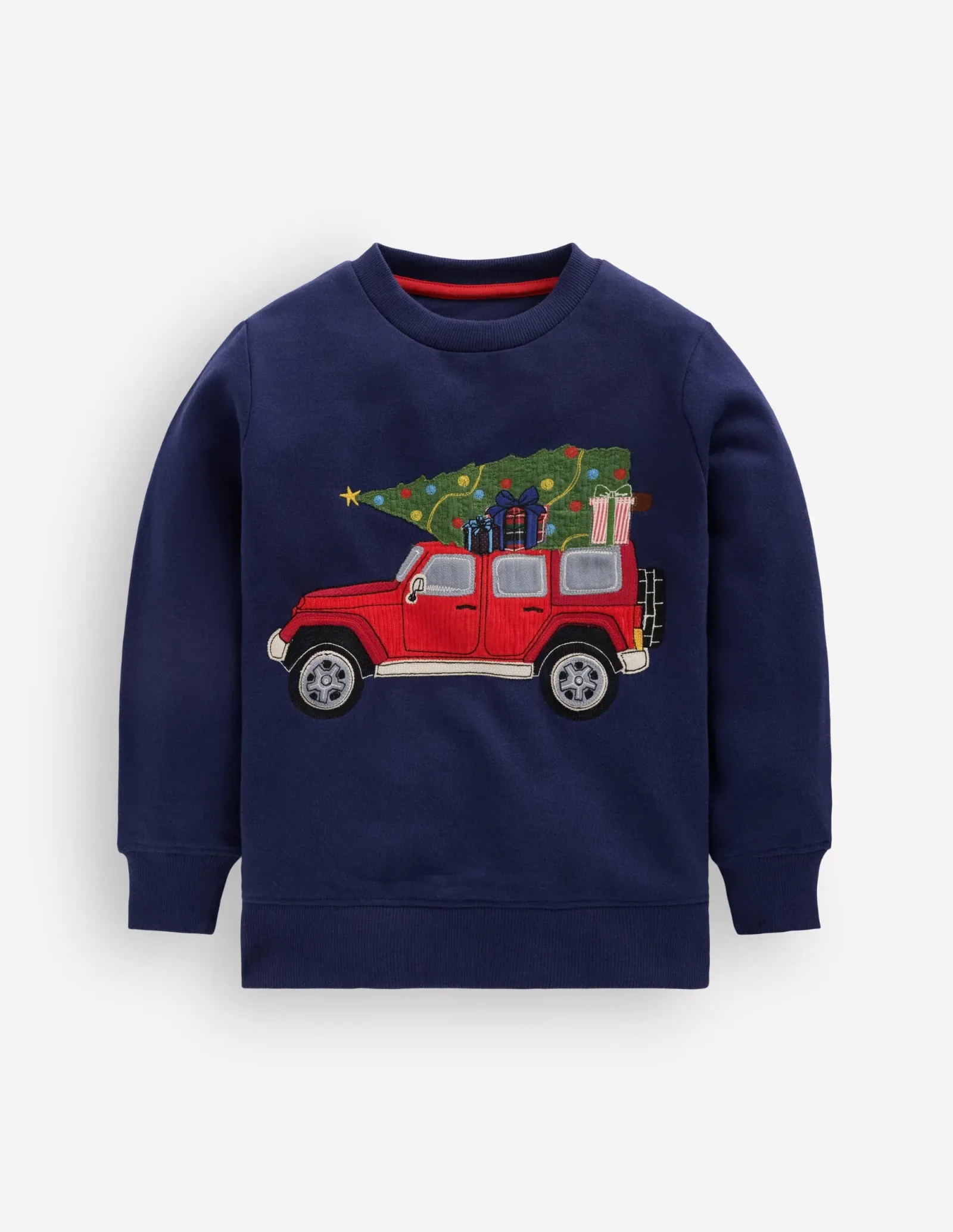 Applique sweatshirt-College Navy, Christmas Car