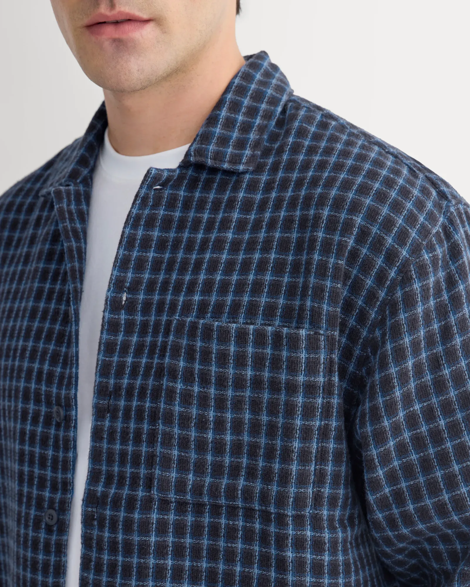 Double-Gauze Button-Down Shirt – Black / Navy