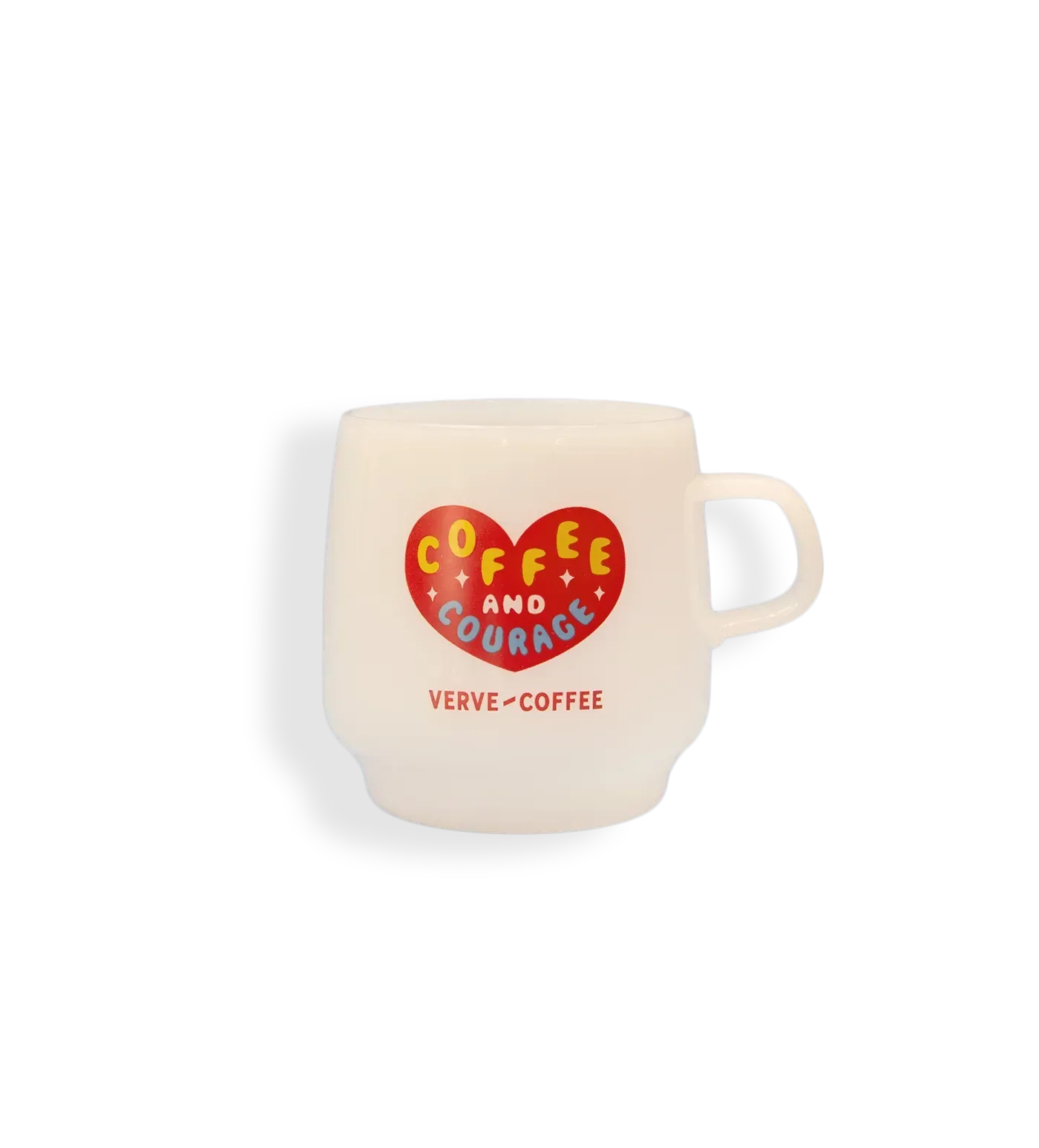 Coffee and Courage Milk Glass Mug