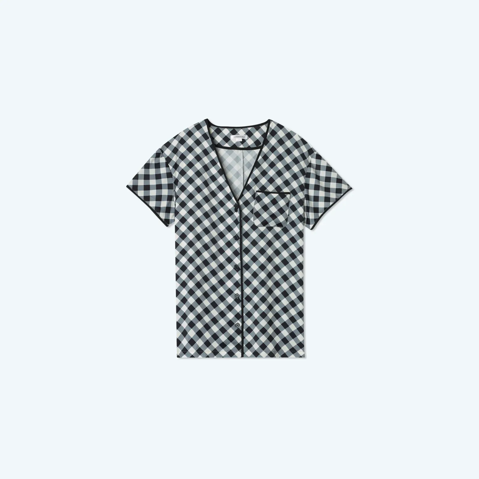 The Cloud 9 Silky Pajama Shorts Set – Gingham in Sea Urchin