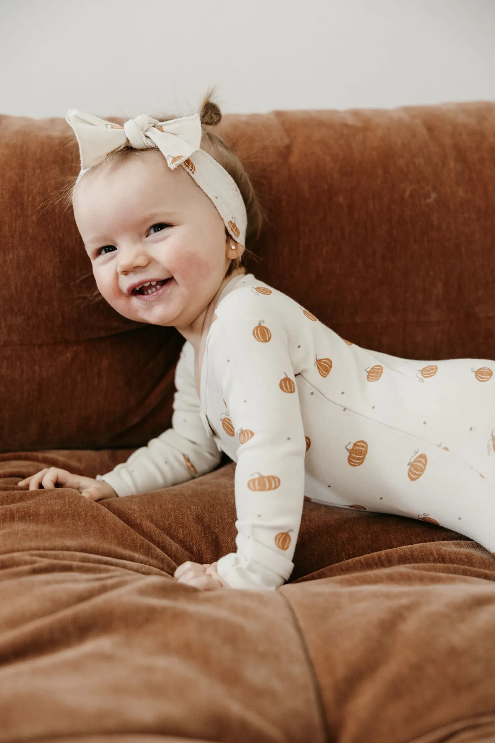 Pumpkin Spice – Organic Smocked Tie Headband