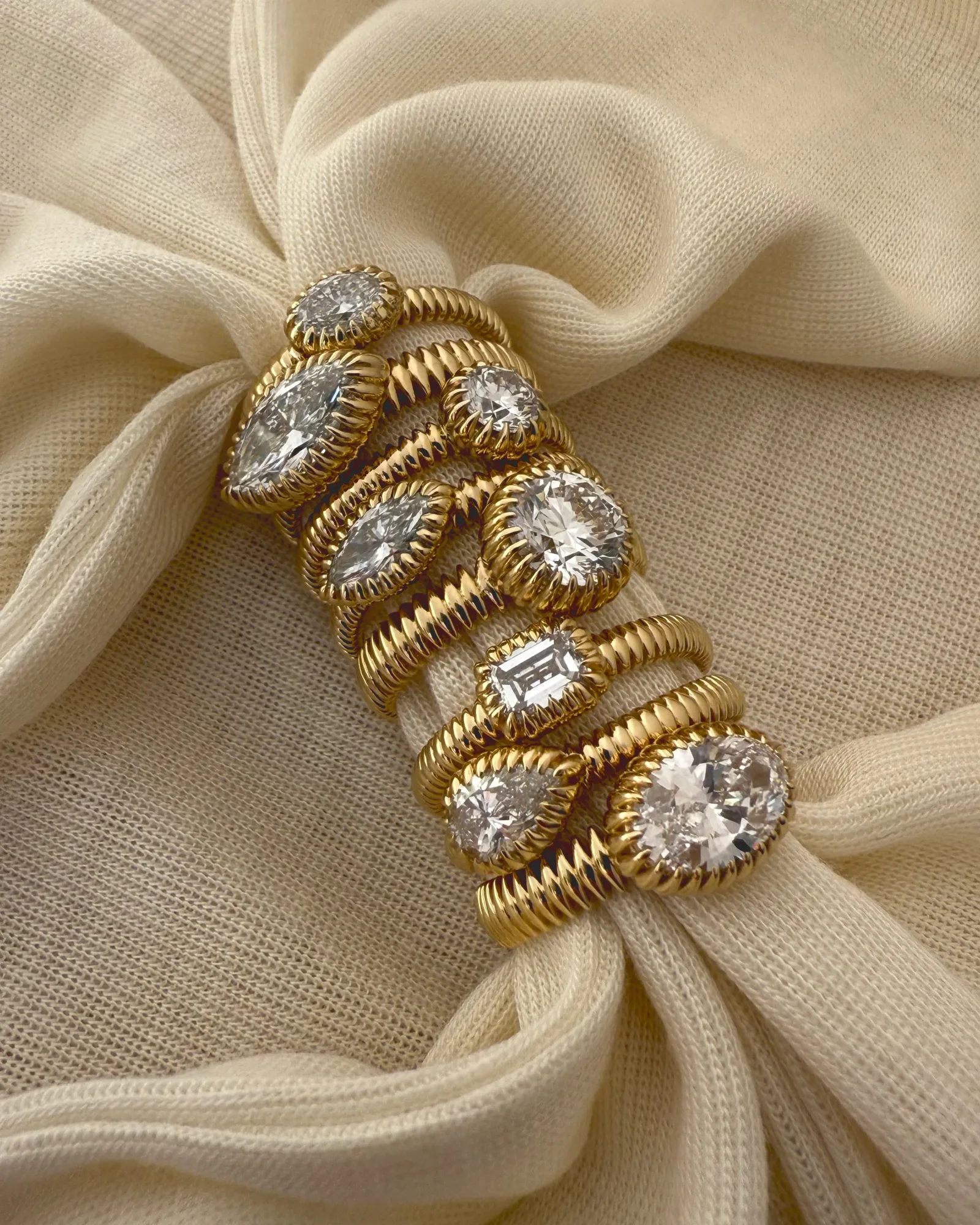 Lab Diamond Large Oval Fluted Ring