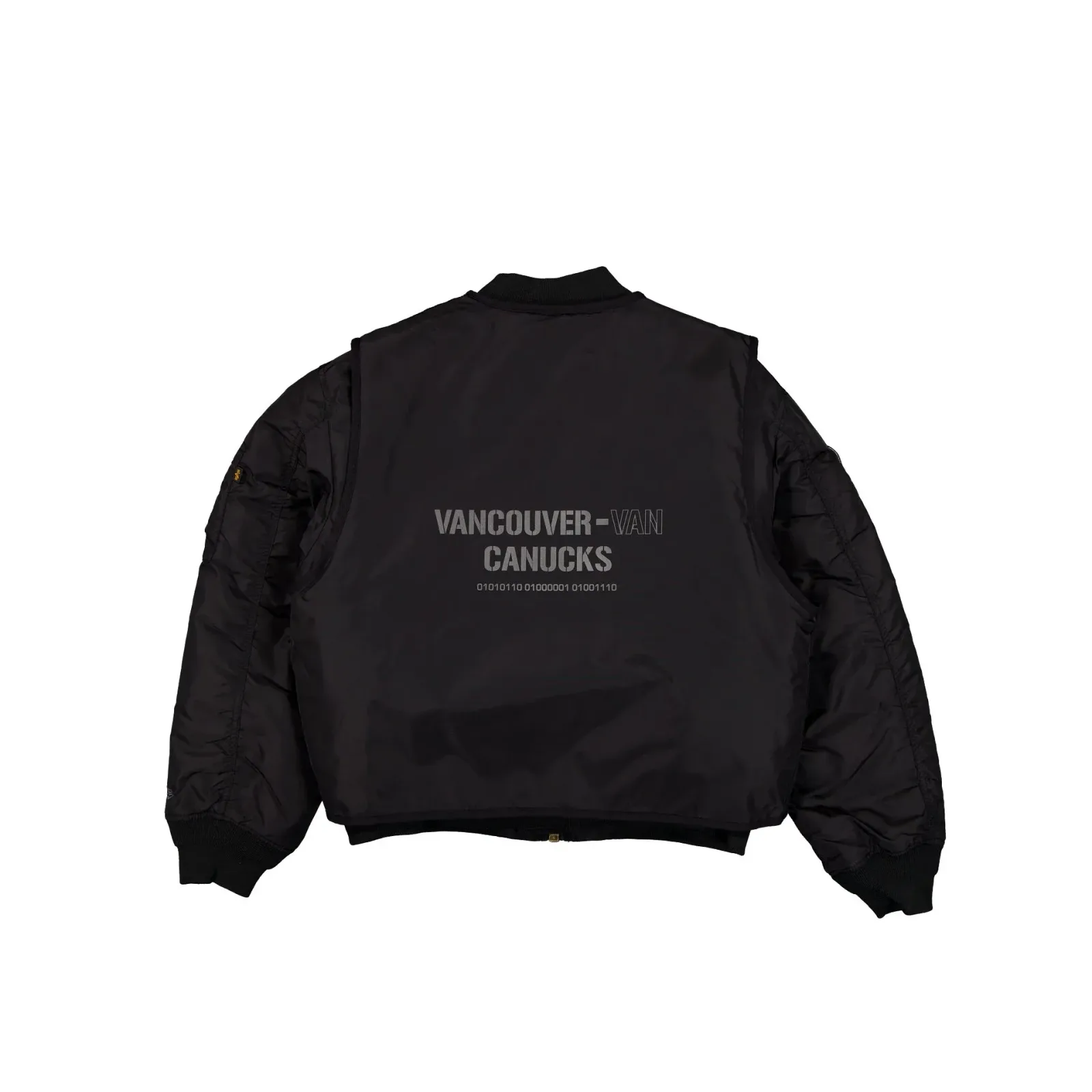 Alpha Industries x Vancouver Canucks Black 2-in-1 MA-1 Flight Jacket + Vest