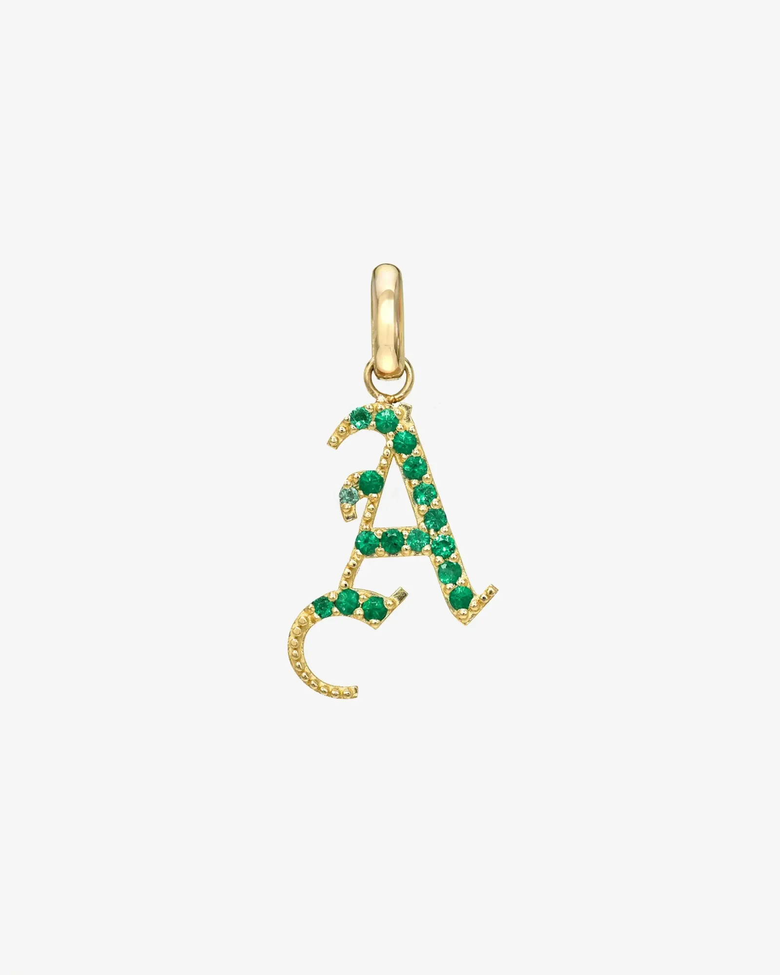 14k Gold Gemstone Gothic Initial Pendant