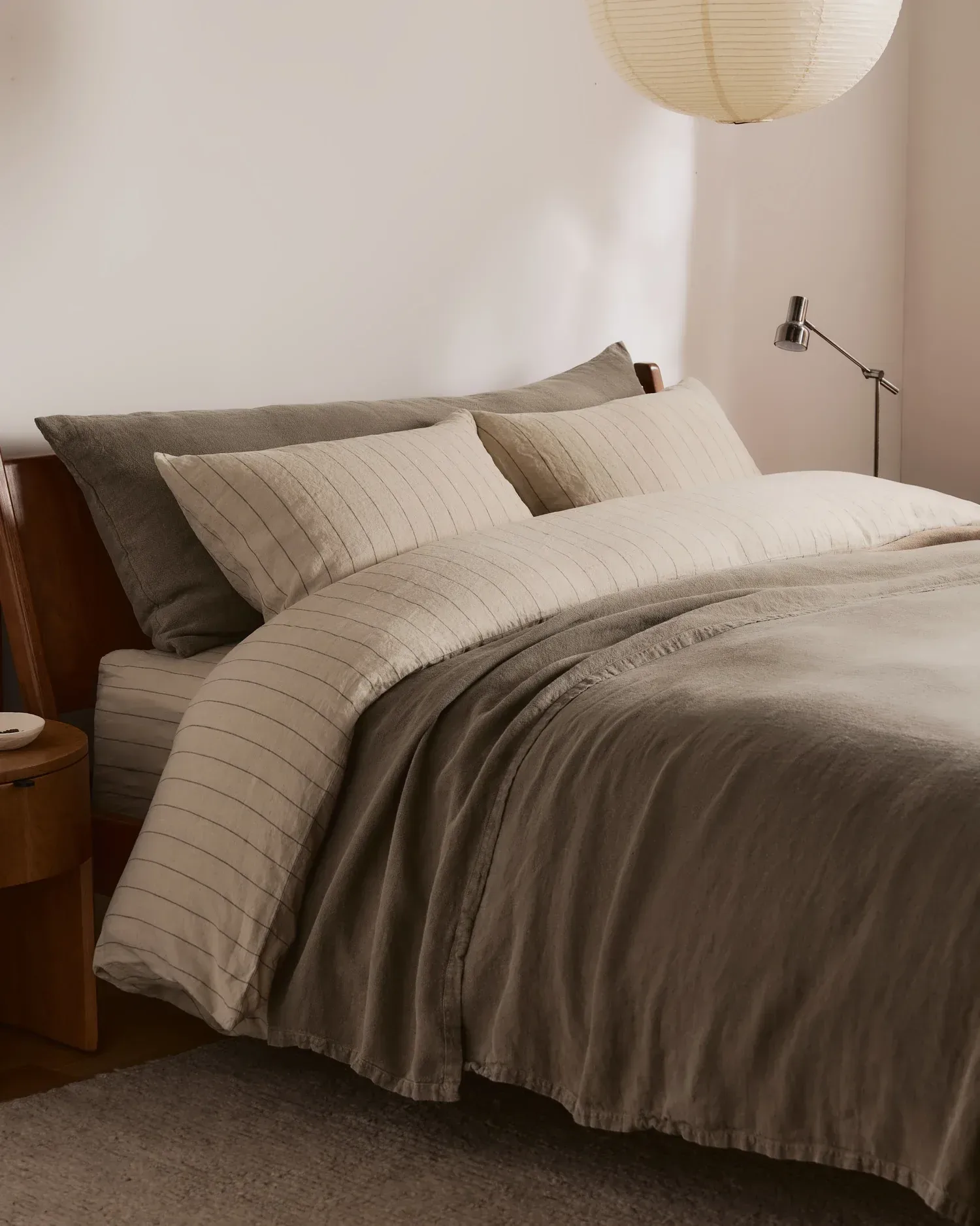Vintage Linen Bed Blanket (Warm Grey)