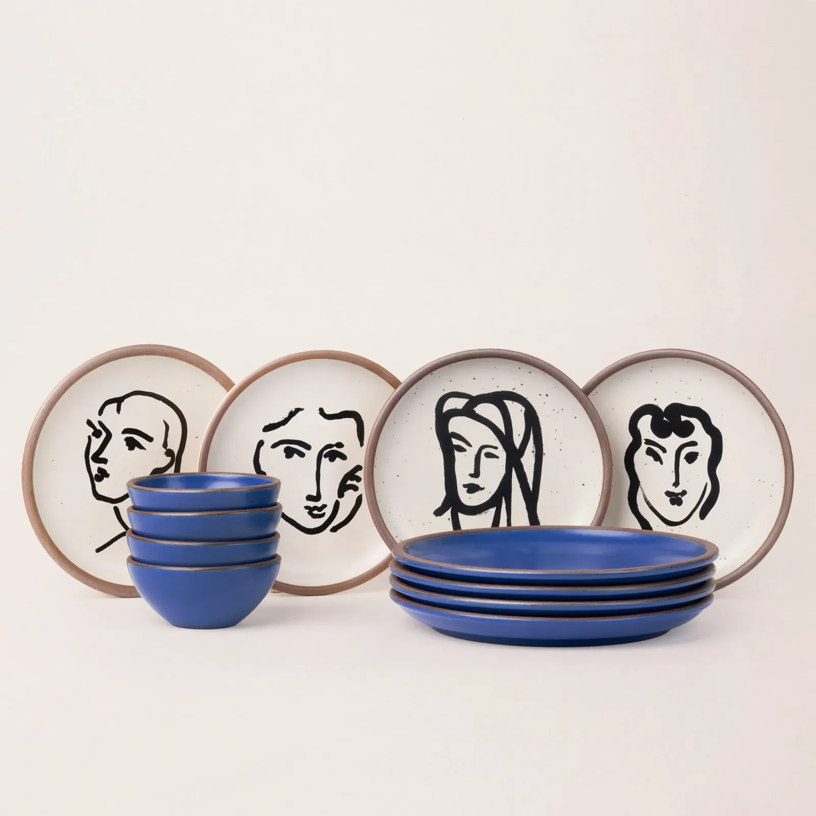 Matisse 12-Piece Dinnerware Set, Aquatint Portraits