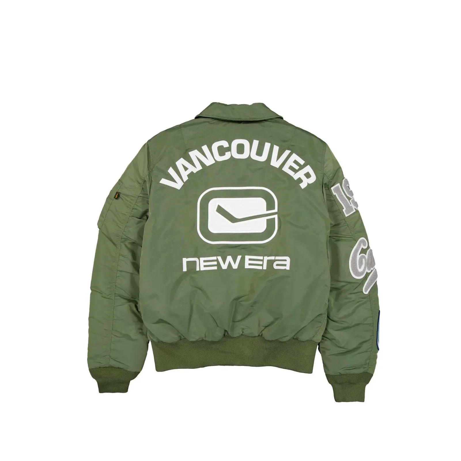 Alpha Industries x Vancouver Canucks Sage Green MA-1 Flight Jacket