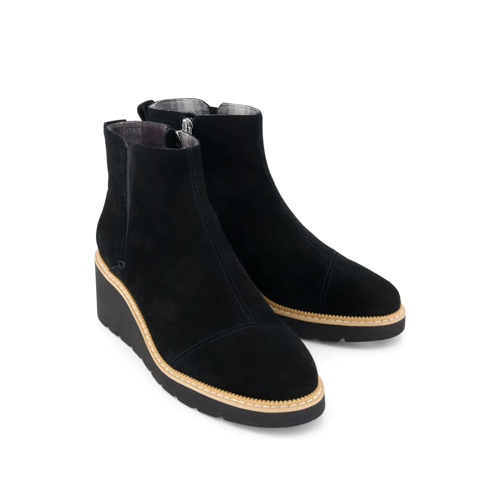 Womens Mina Wedge Boot Water Repellent Black Suede