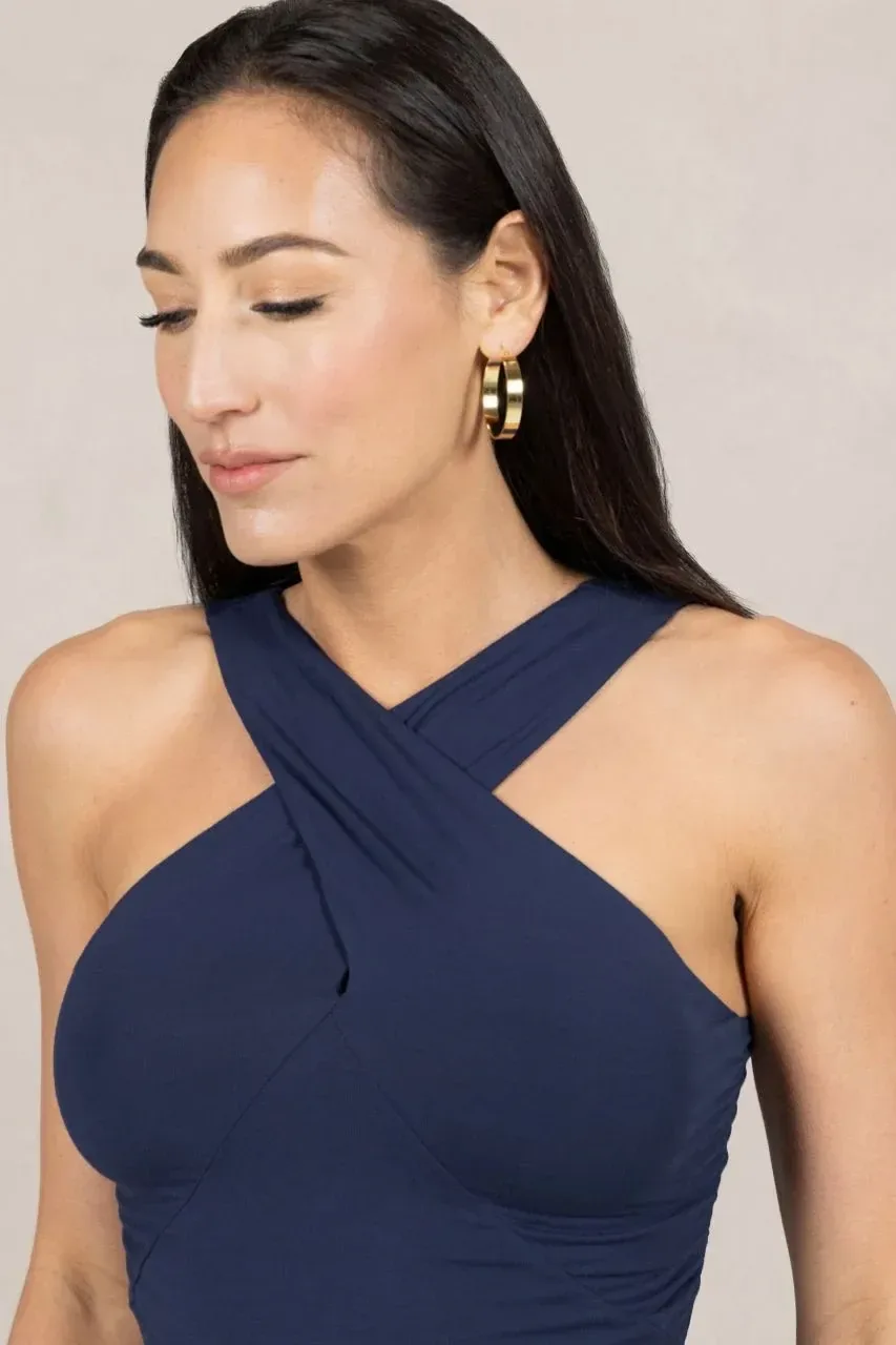 KIRAGRACE Luxe Halter: Marine Navy