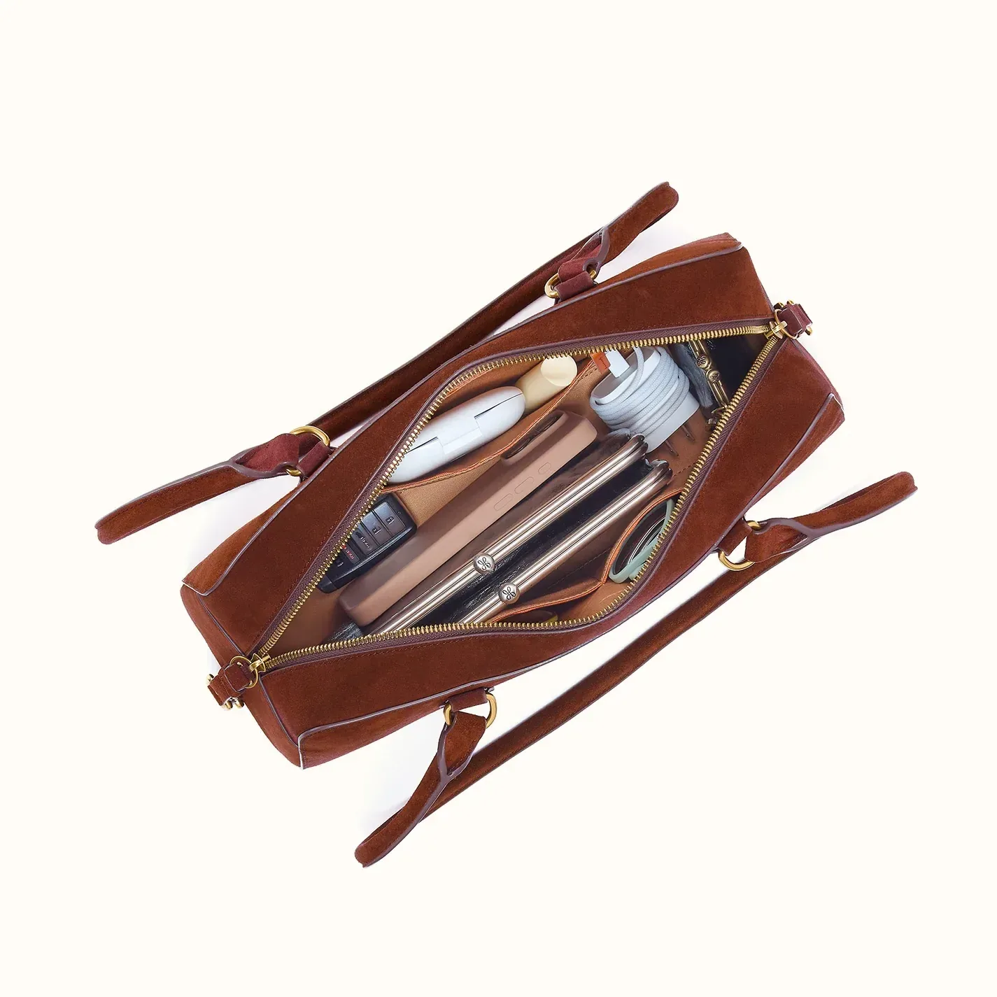 Sadie Satchel In Suede Leather – Chocolate