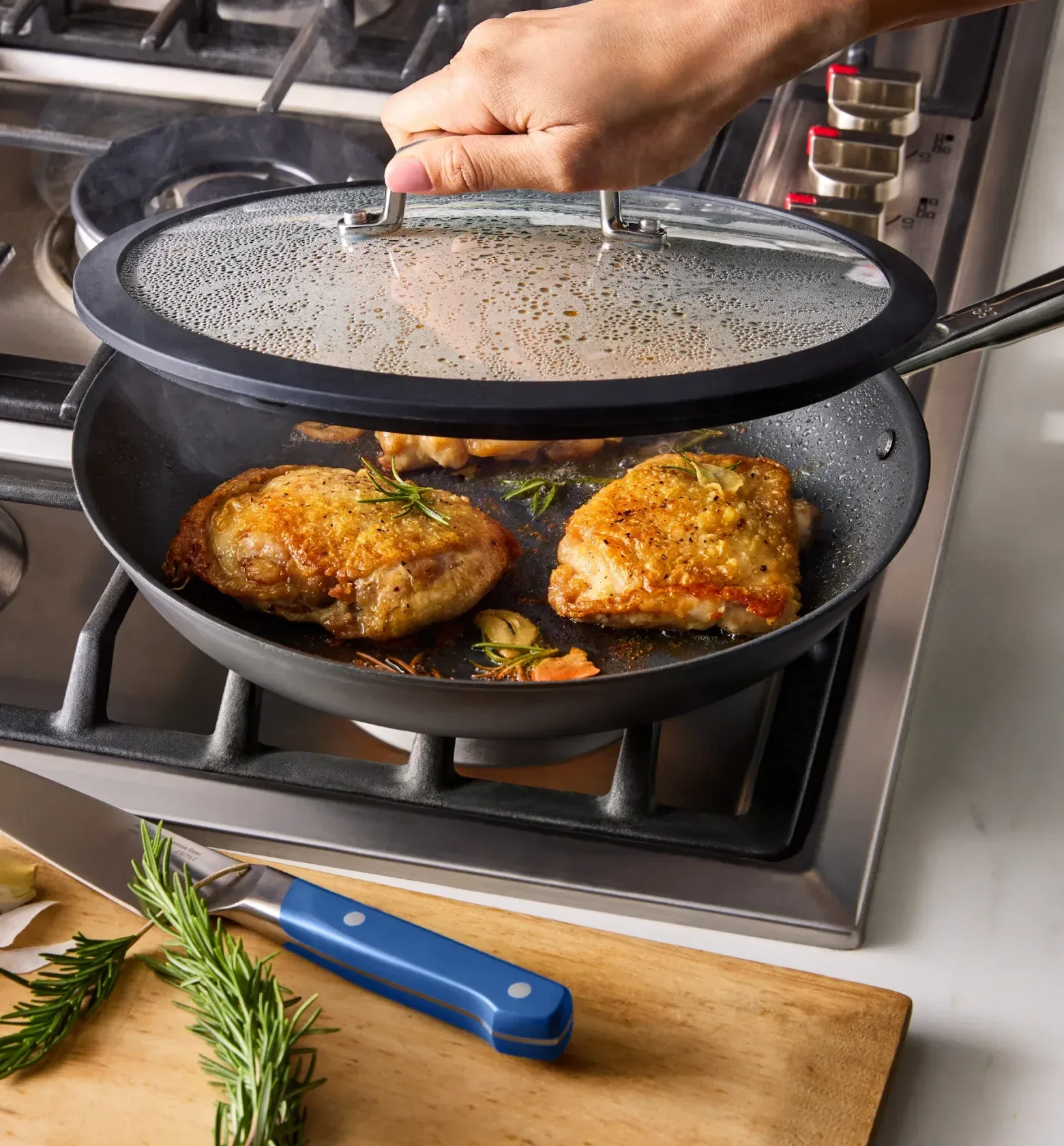 8" + 10" + 12" Carbon Nonstick™ Frying Pan + Glass Lids