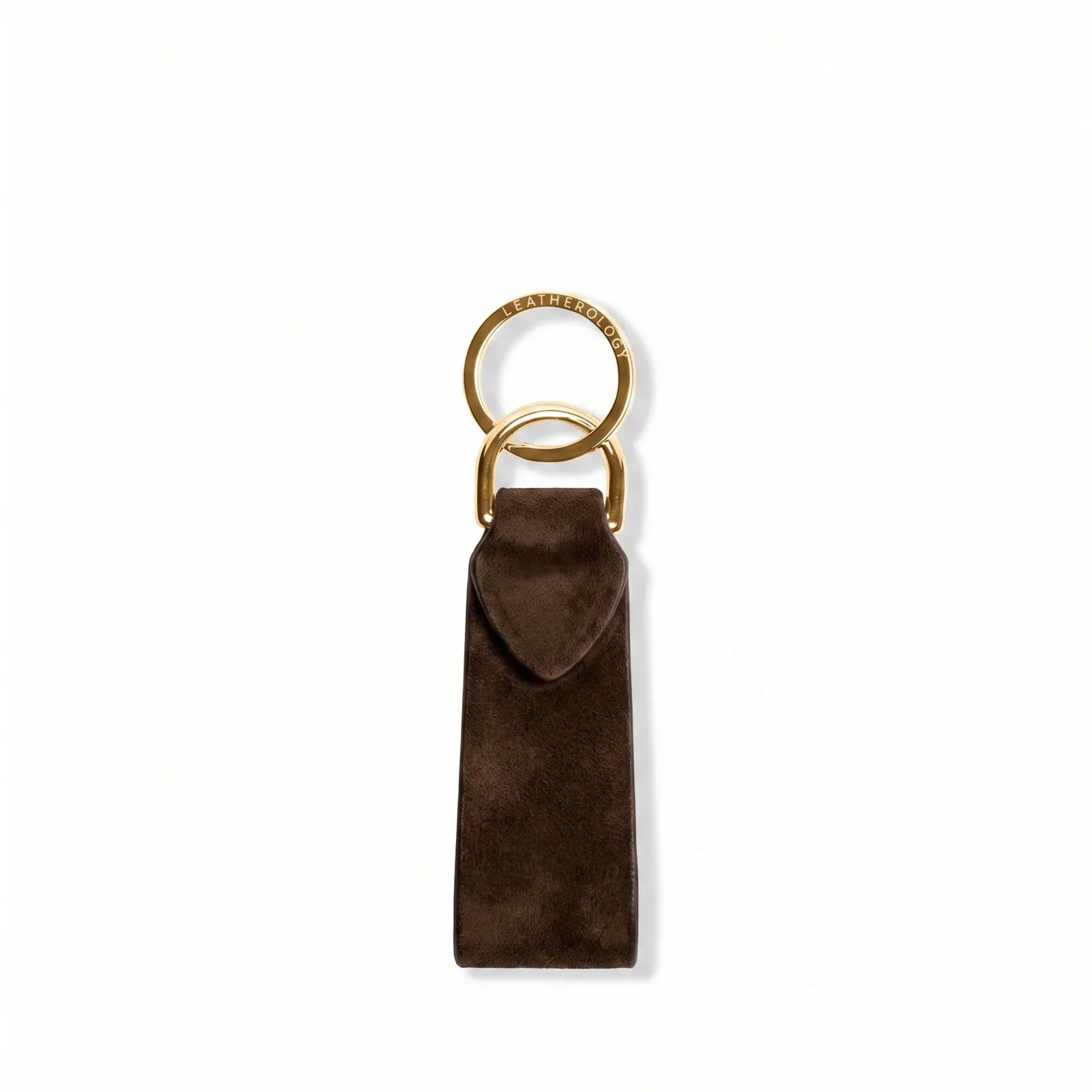 Tab Keychain Tobacco Suede
