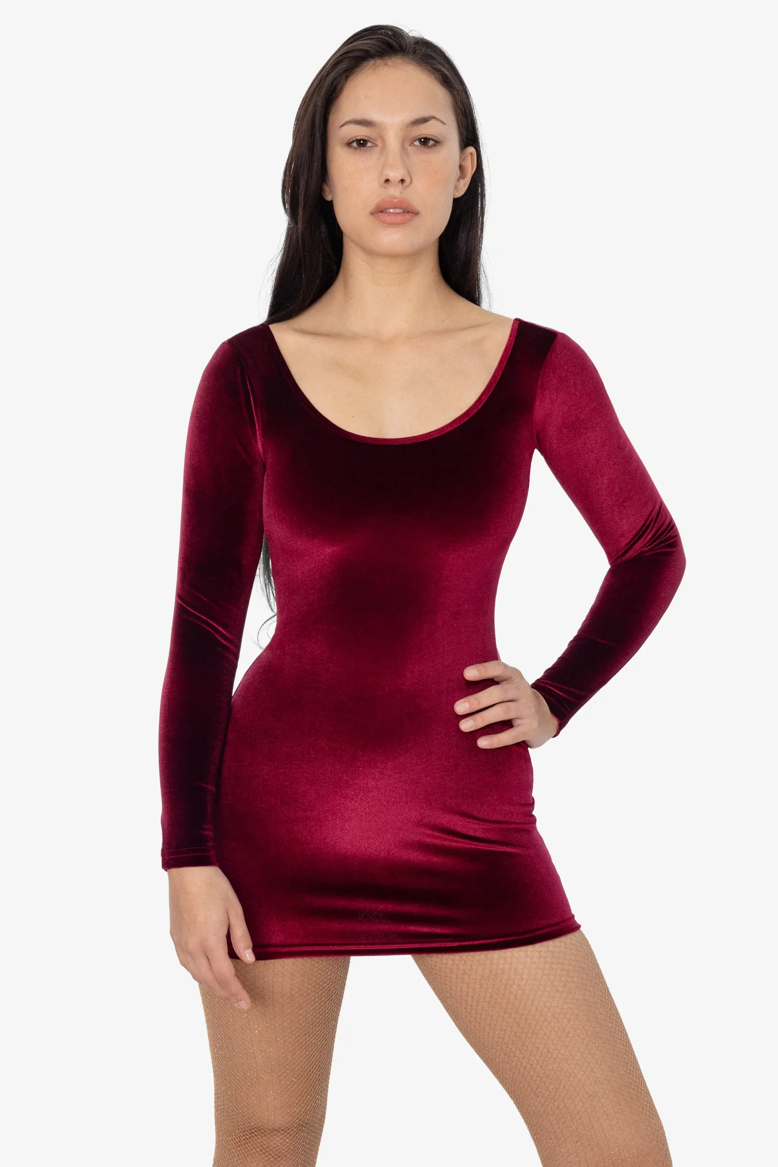 VVT3628 – Velvet Double-U Neck L/S mini dress
